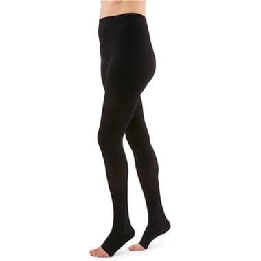 Duomed Advantage Compression Pantyhose 15-20mmHg Petite, Open Toe, Black, Extra Large - Pair - Image 1