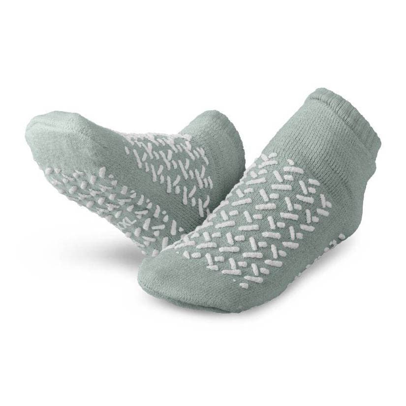 Medline Double-Tread Patient Slippers, Terry Inside, Gray, Size 2XL - Case of 48 - Image 1