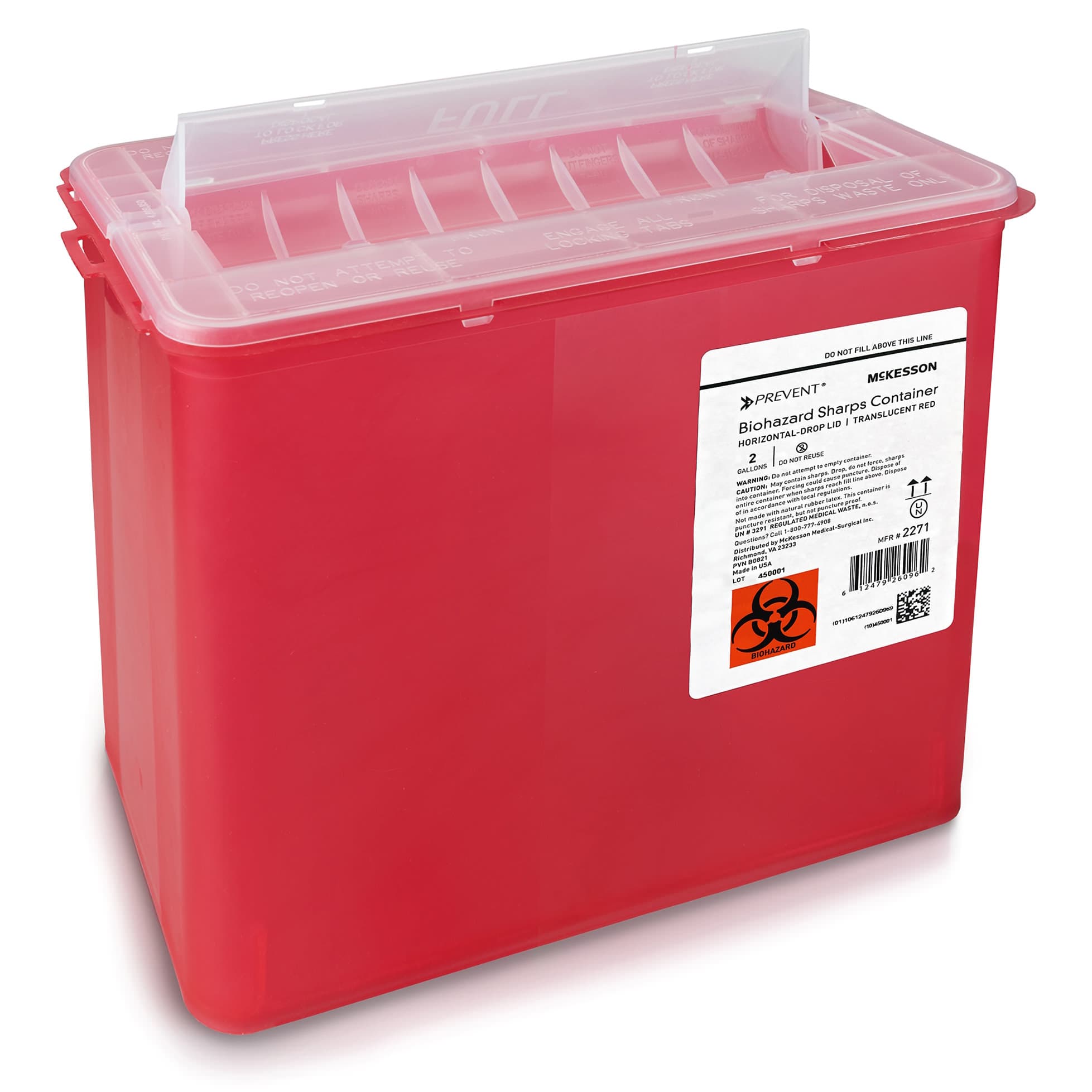 McKesson Prevent Sharps Container Translucent Horizontal Entry Locking Lid - Image 5