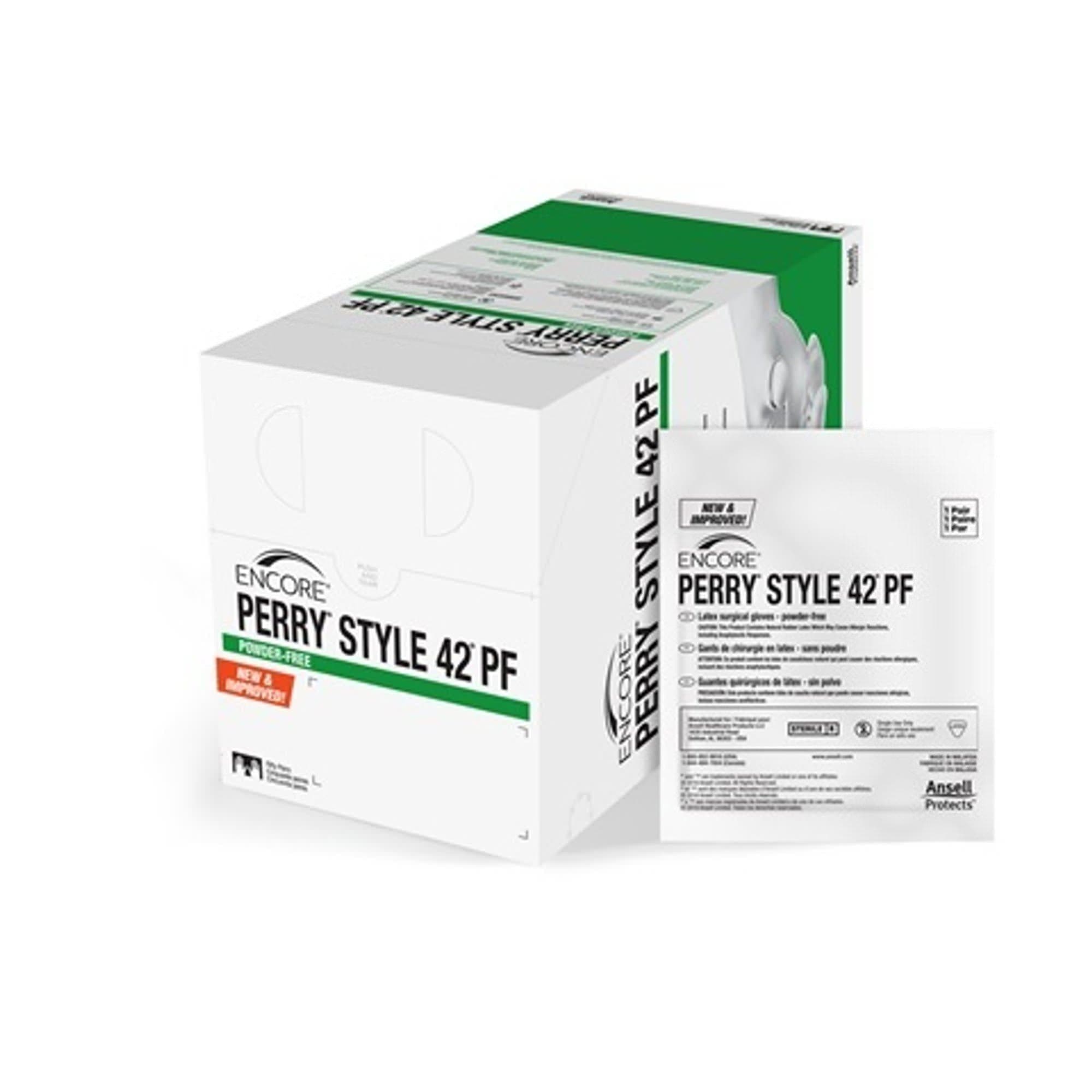 Ansell Encore Perry Style Surgical Gloves, Powder-Free, Latex, Beaded, Size 7.5 - Box of 100 - Image 1