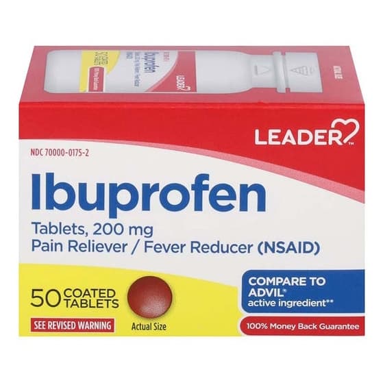 Leader Pain Reliever And Fever Reducer, 200Mg Coated Caplets - Pack of 50