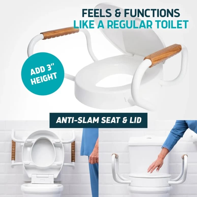 Lunderg Raised Toilet Seat with Arms - Image 4