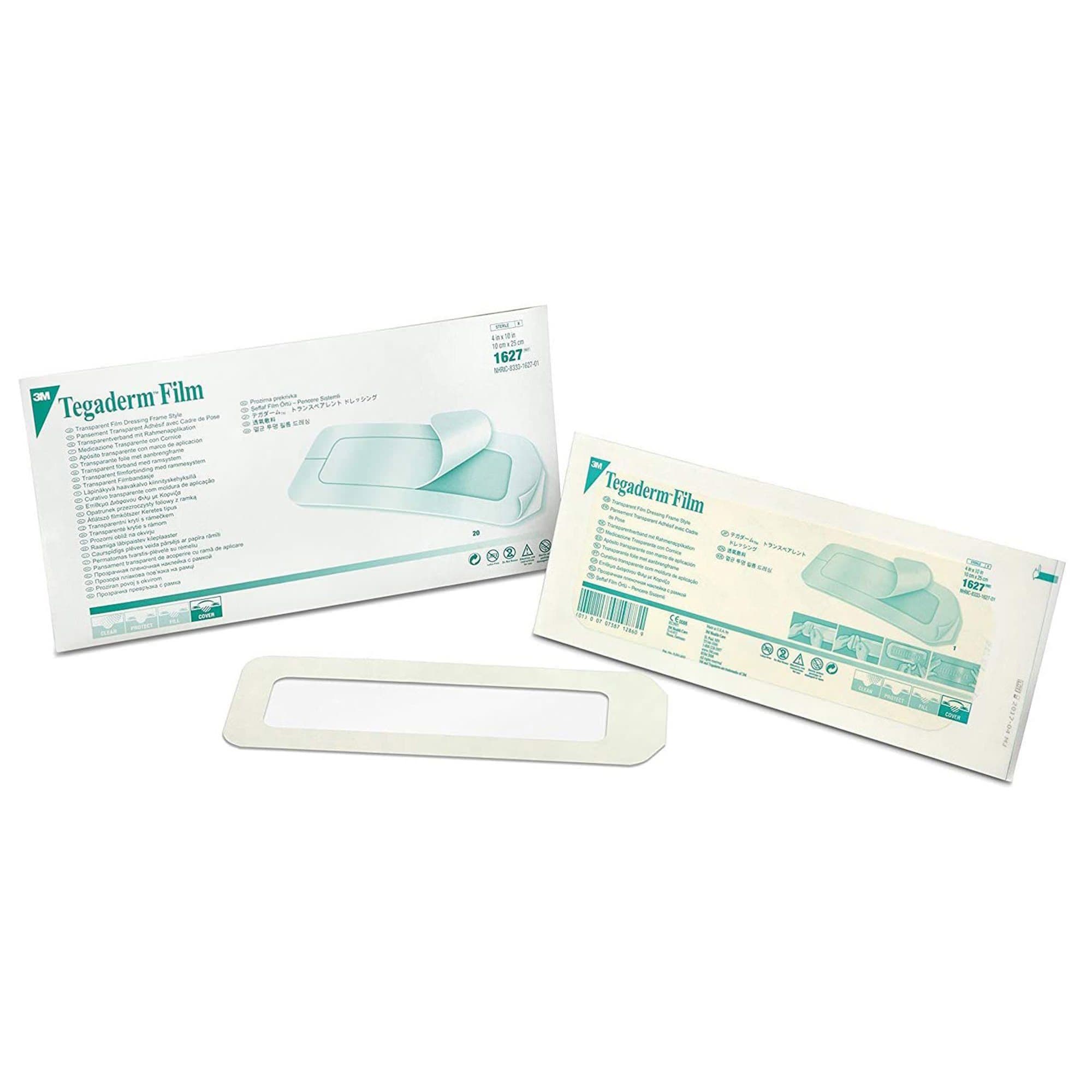 3M Tegaderm Transparent Adhesive Film Dressing, Frame Style, 4 x 10 Inch - Image 1