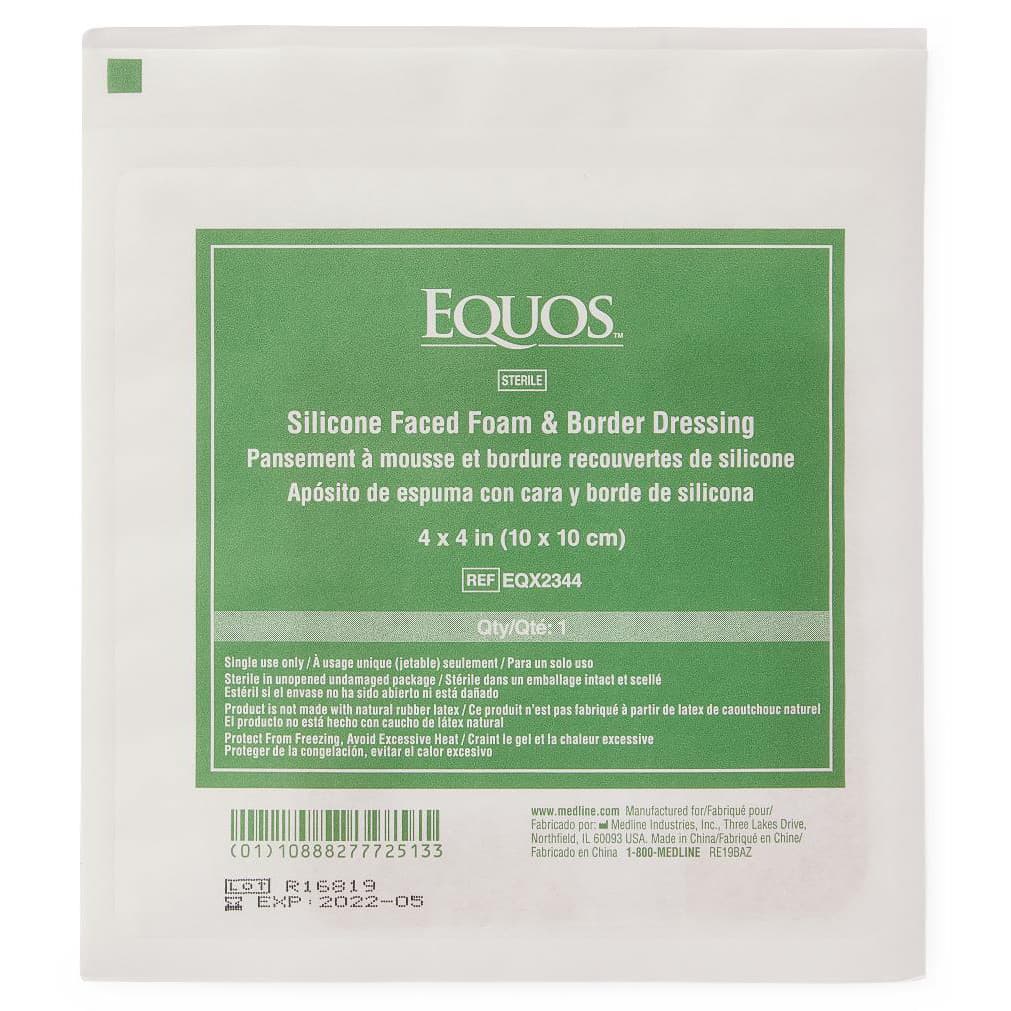 Equos 5-layer Square Foam Wound Dressing With Silicone Adhesive, 4 x 4 Inch - Each - Image 1