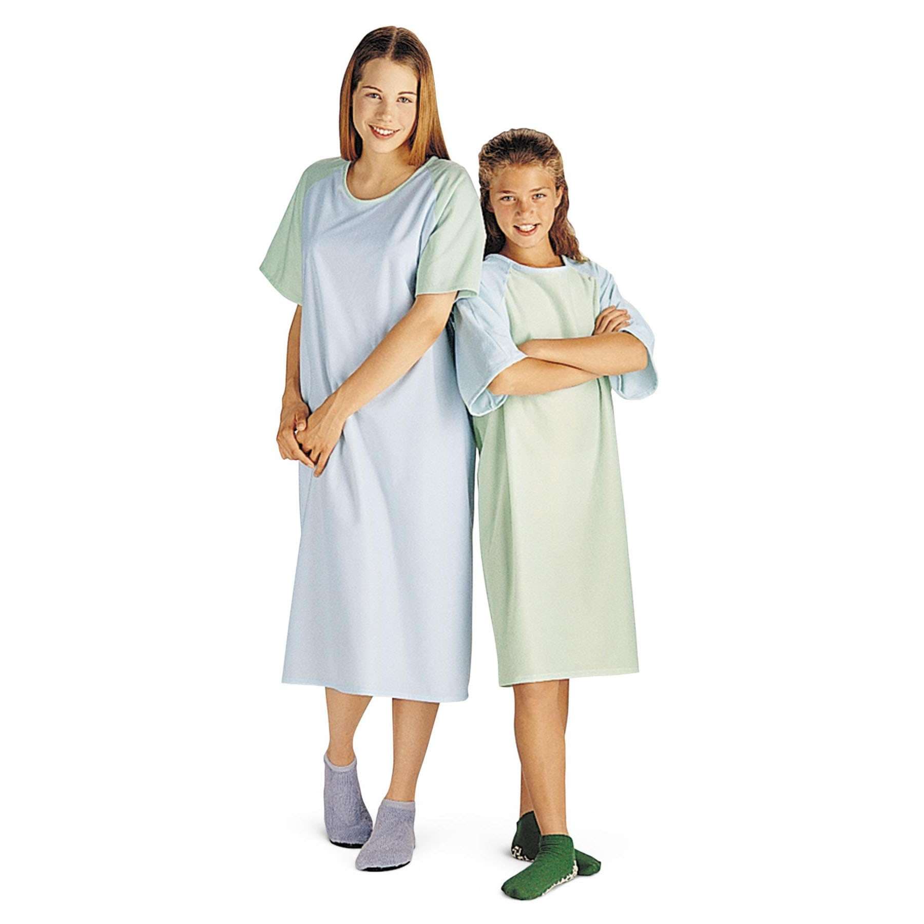 Medline Comfort Knit Tween Gown Flame Retardant, Mint, 8-11 Years - 1 Dozen - Image 1