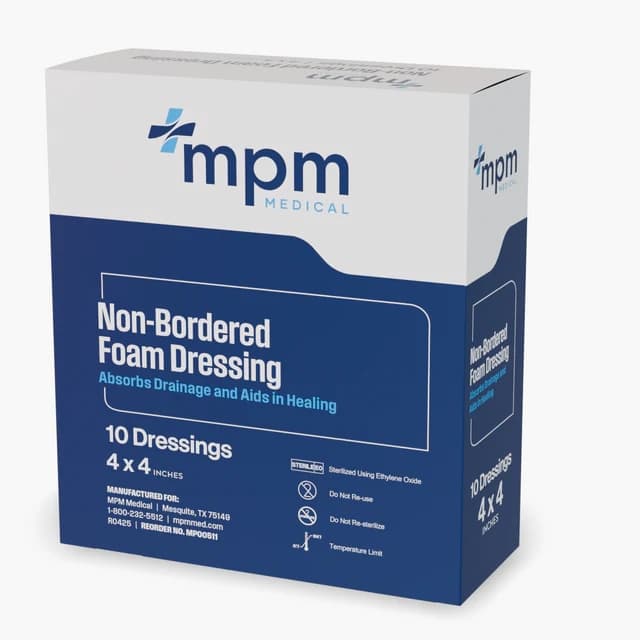 MPM Medical Non-bordered Foam Dressing Square with Water-proof Top Layer - Image 1