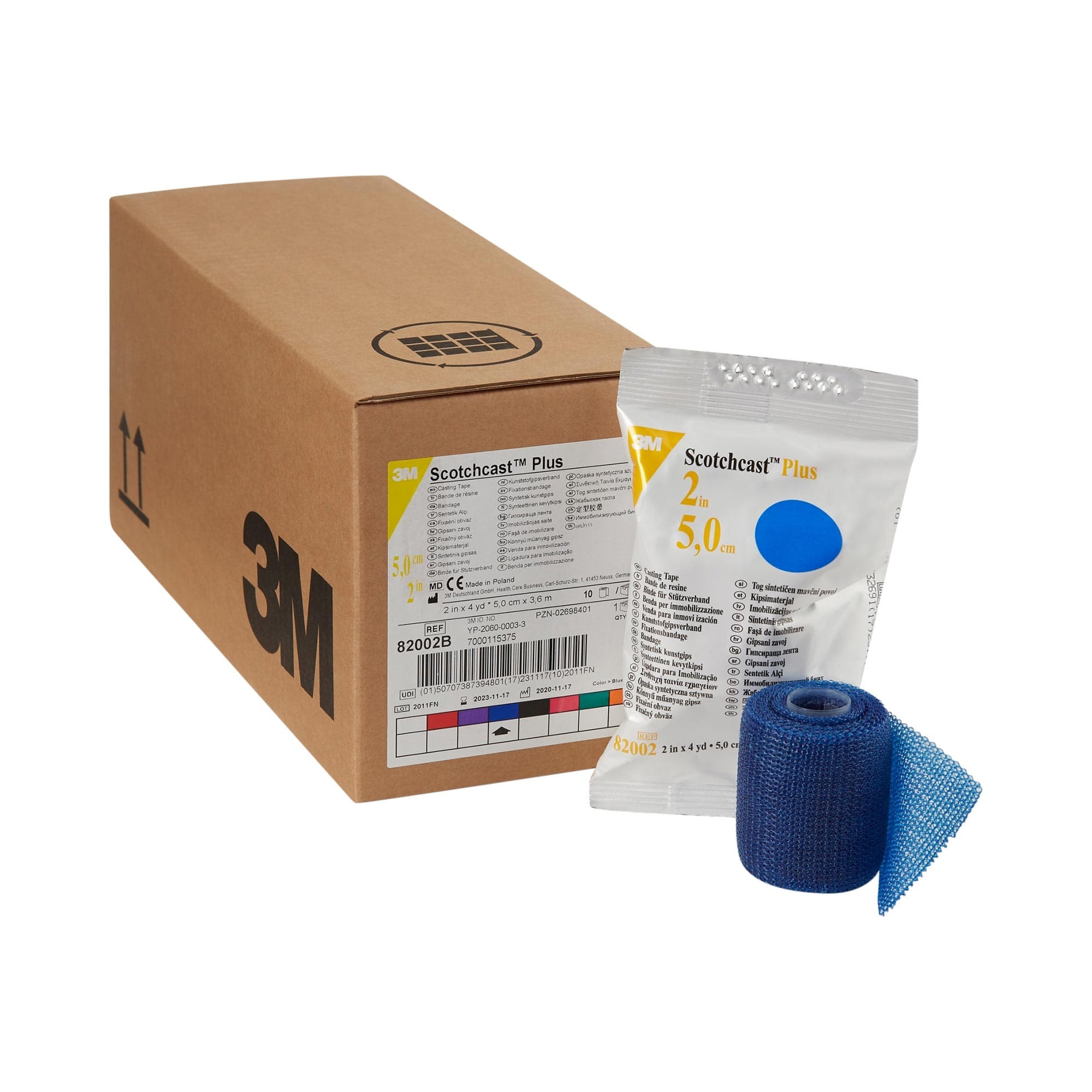 3M Scotchcast Plus Cast Tape, 2 Inch X 4 Yard, Blue - Case of 10 - Image 1