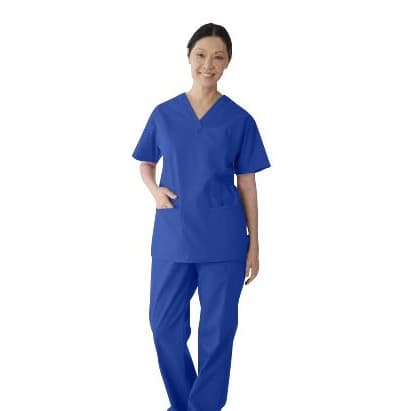 Medline ComfortEase Women's V-neck Tunic Scrub Top, 2-Pockets, Royal Blue, Extra Large - Each - Image 1