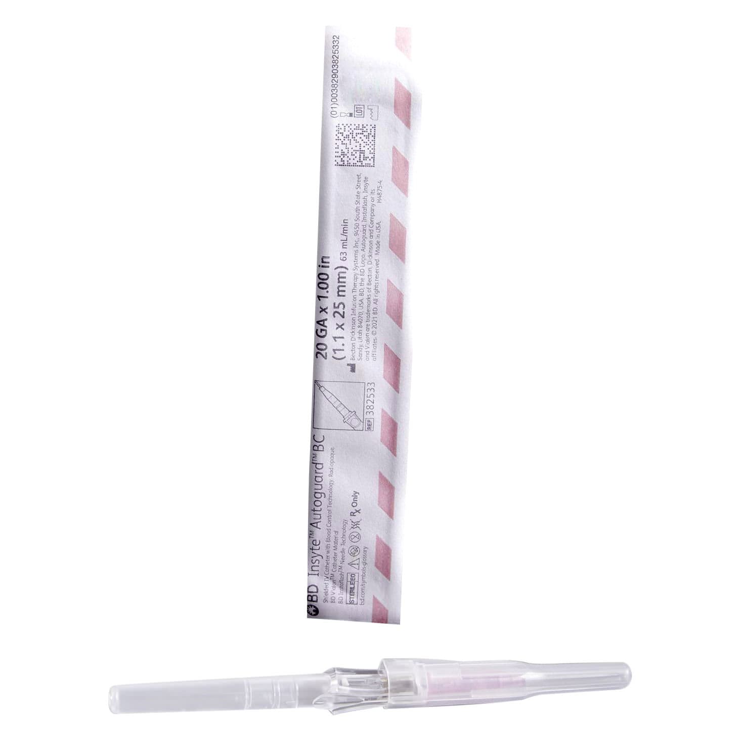 BD Insyte Autoguard Peripheral IV Catheter, Pink, 20 Gauge, 1 Inch - Case of 200 - Image 1