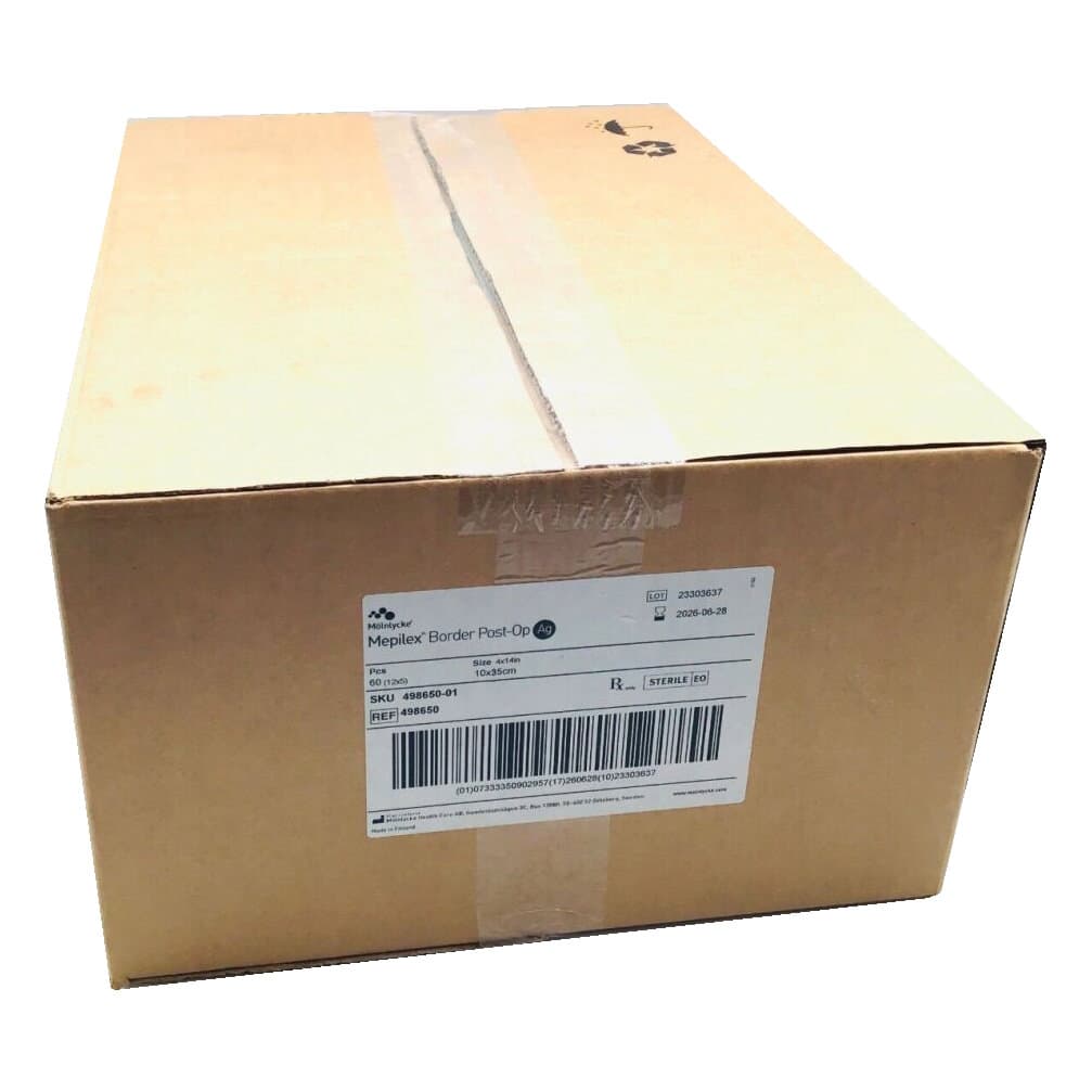 Mepilex Border Post-Op Ag Antimicrobial Dressing, 4 x 14 Inch - Case of 60 - Image 1