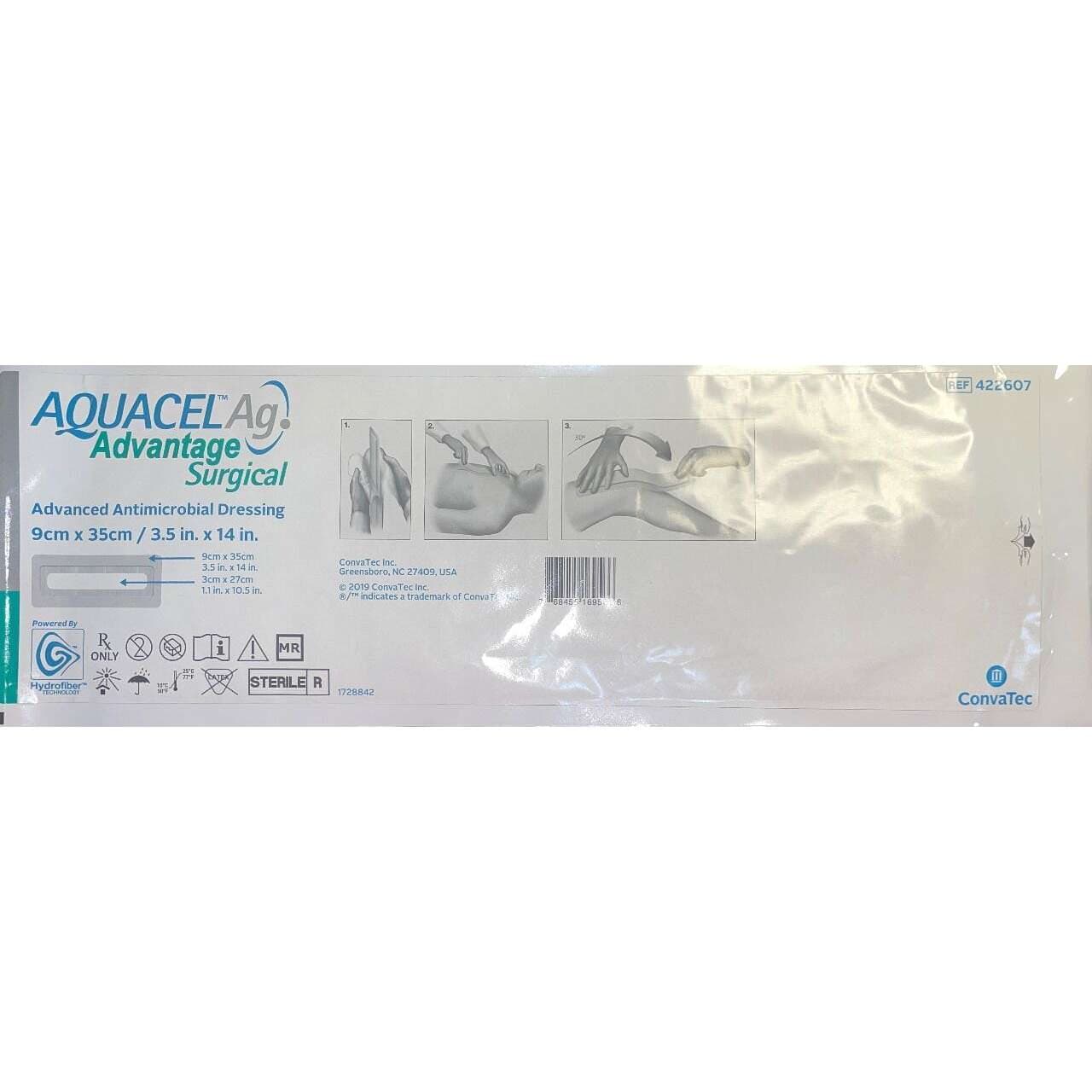 AQUACEL Ag Advantage Antimicrobial Dressings, 3.5 x 14 Inch - Each - Image 1