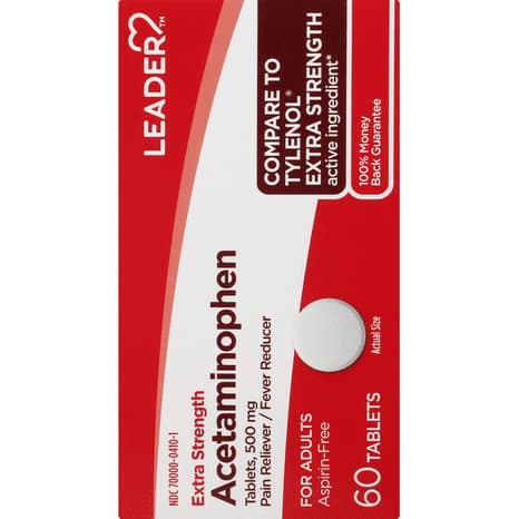 Leader Pain Reliever And Fever Reducer Extra Strength, 500 mg Tablets - Pack of 60 - Image 3
