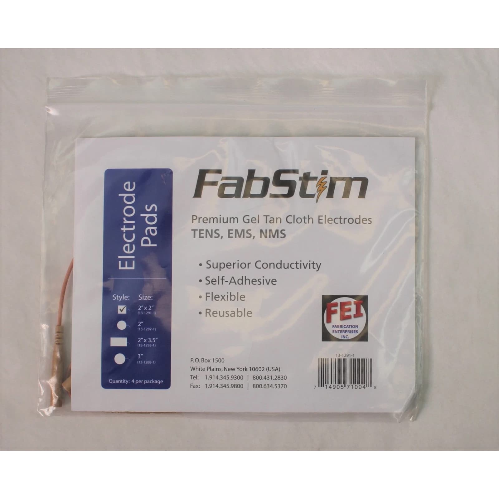 FabStim Self-Adhesive Tens Electrodes, 2" Square - Package of 4 - Image 1