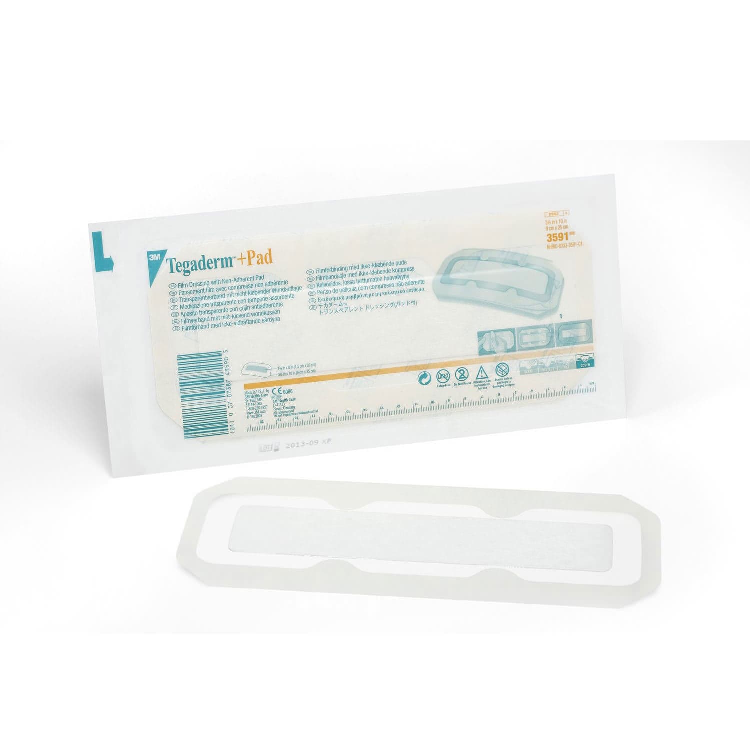 3M Tegaderm Plus Pad Film Dressing, 3-1/2" x 10" - Each - Image 1