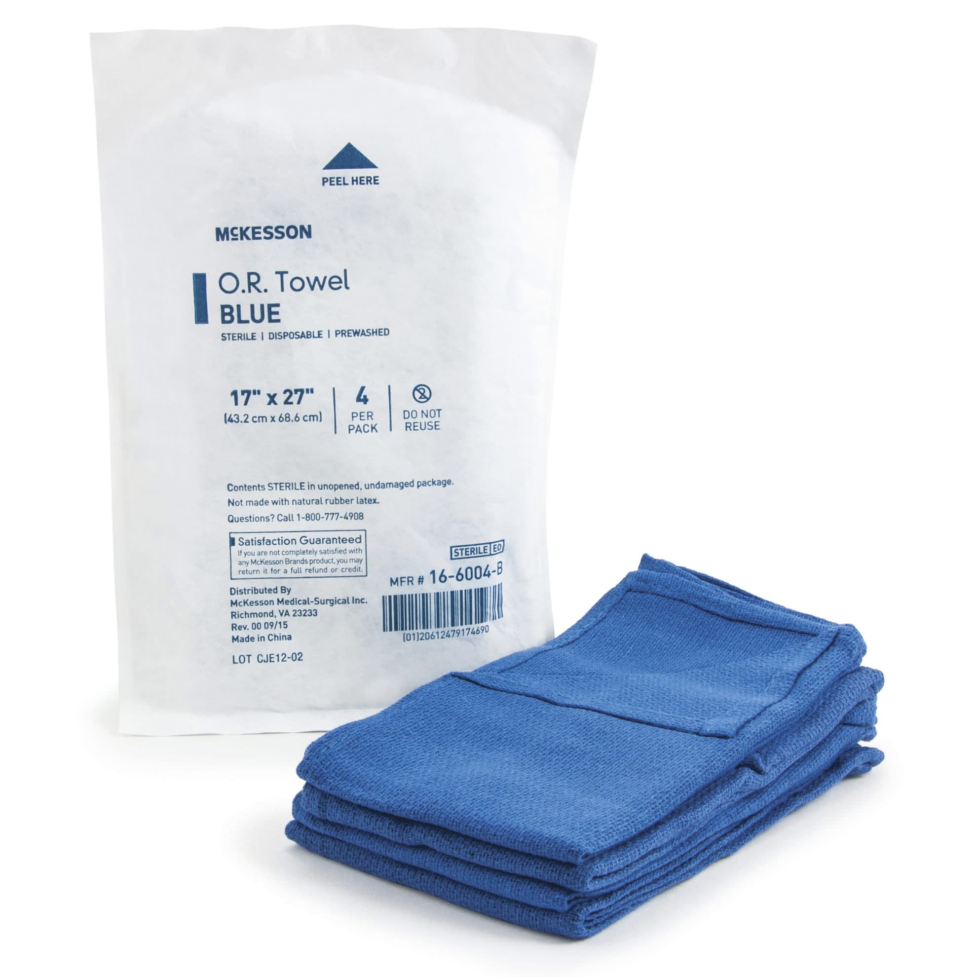 McKesson O.R. Towel, Blue, 17 W x 27 L Inch - Case of 20 - Image 1