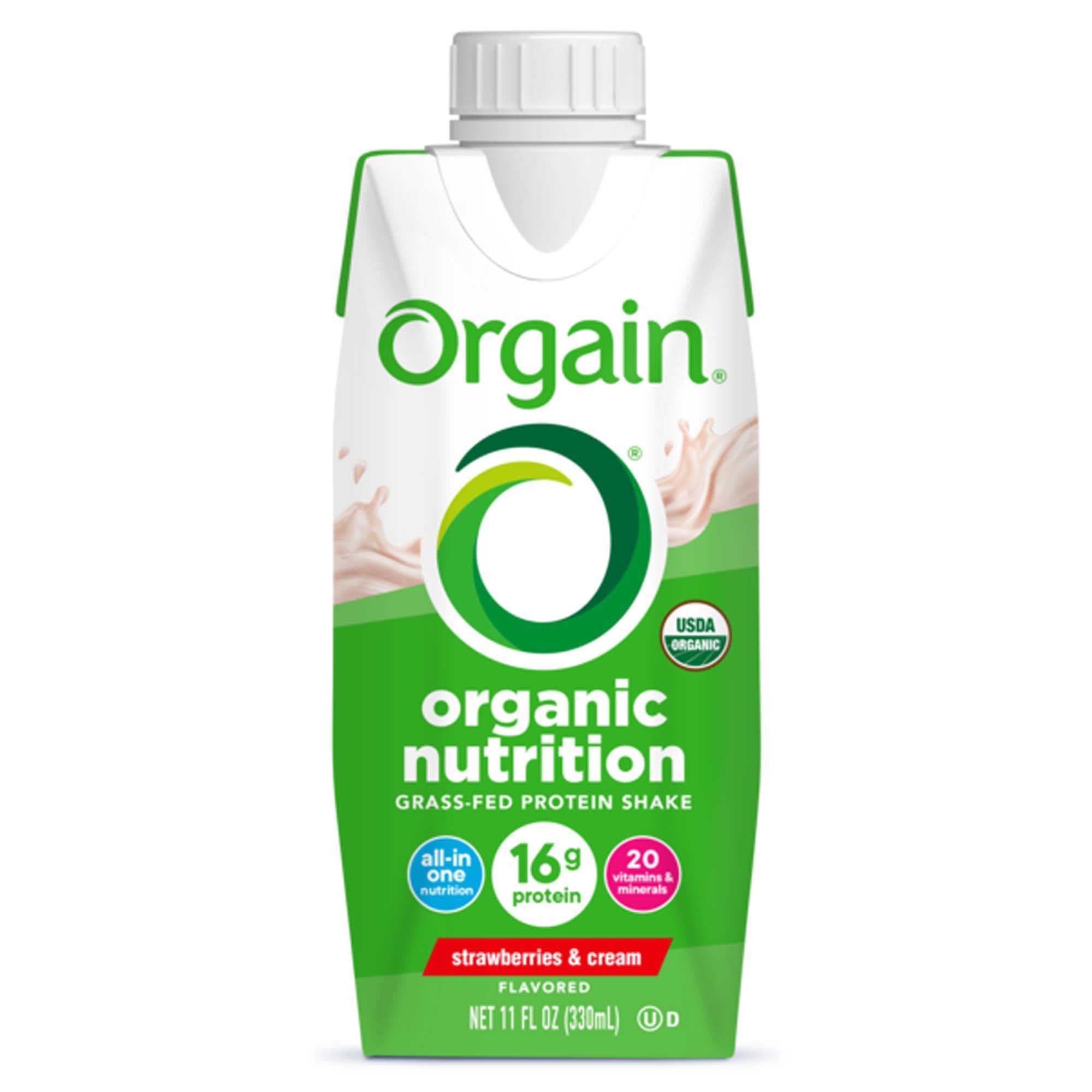 Orgain Organic Nutritional Shake, Strawberries and Cream, 11 oz - Each - Image 1
