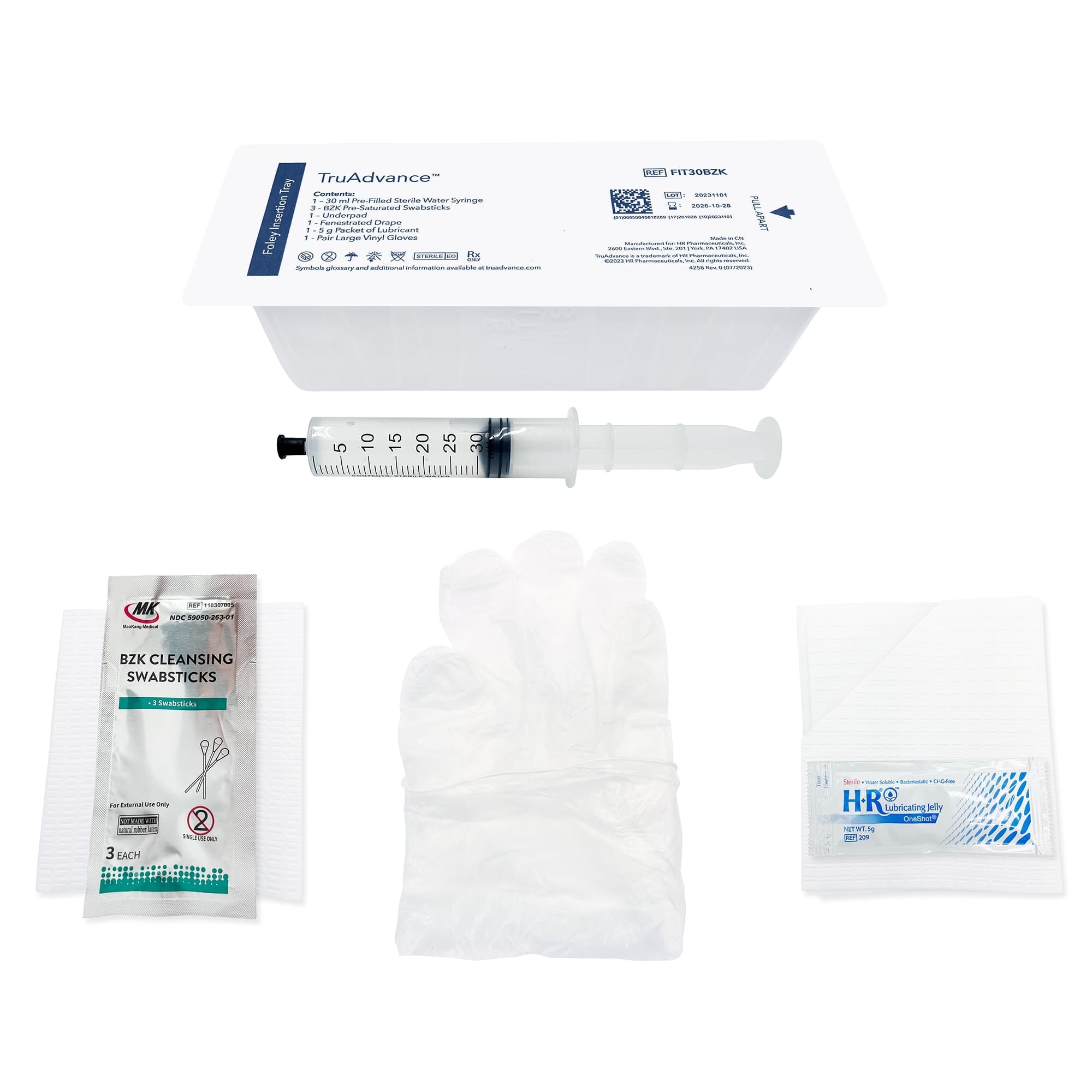 TruAdvance Foley Insertion Tray, BZK, 30mL - Each - Image 1