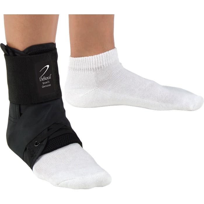 DeRoyal Sports Orthosis Lace-Up Ankle Brace, Black, Extra Small - Each - Image 1