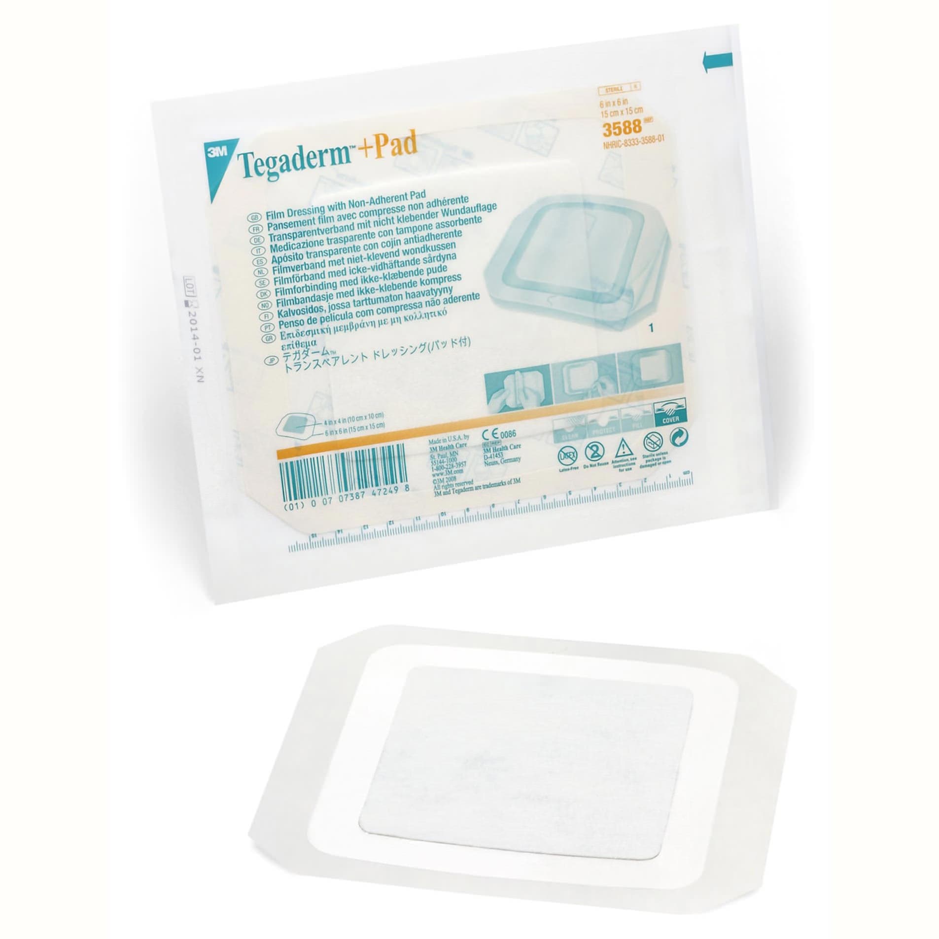 3M Tegaderm Plus Pad Film Dressing, 6" x 6" - Box of 25 - Image 1