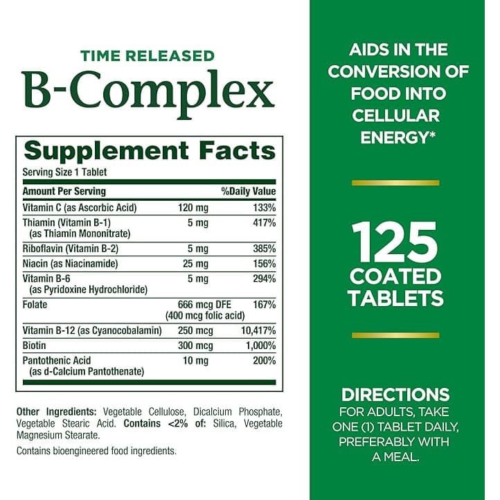 Nature's Bounty B-Complex + Vitamin C Time Released - Bottle of 100 - Image 2