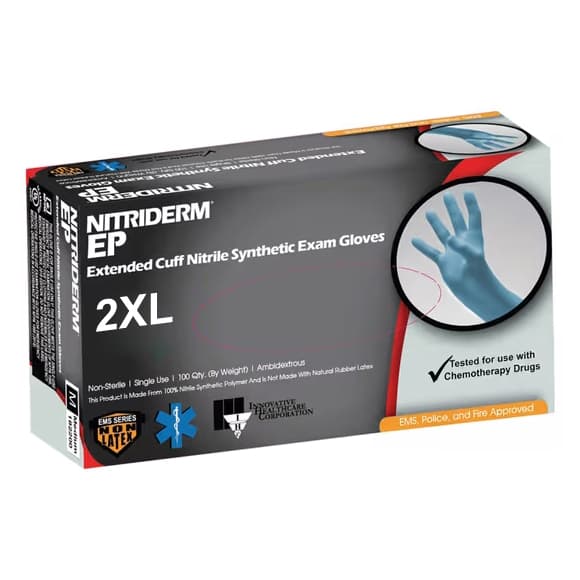 NitriDerm EP Nitrile Exam Gloves, 2XLarge - Case of 1000 - Image 1