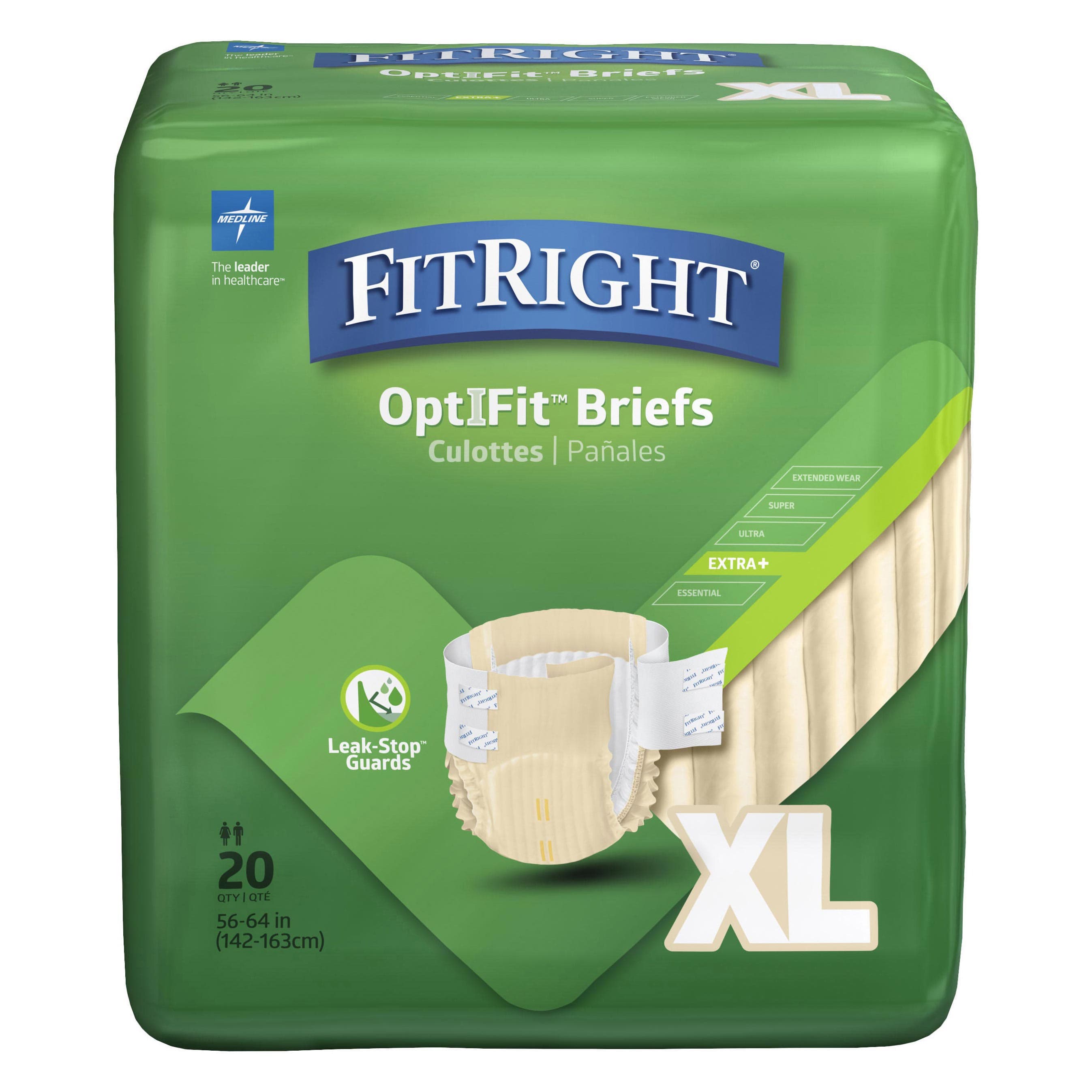 FitRight OptiFit Extra+ Disposable Briefs, Extra Large - Case of 80 - Image 1