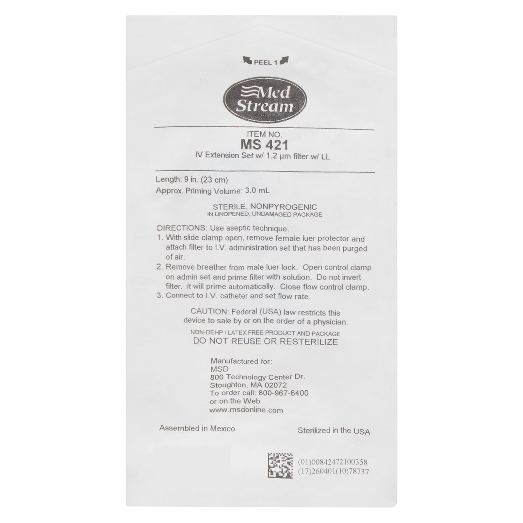 McKesson IV Extension Set Regular Bore, 3 mL Priming Volume, 9 Inch Tubing - Each - Image 1