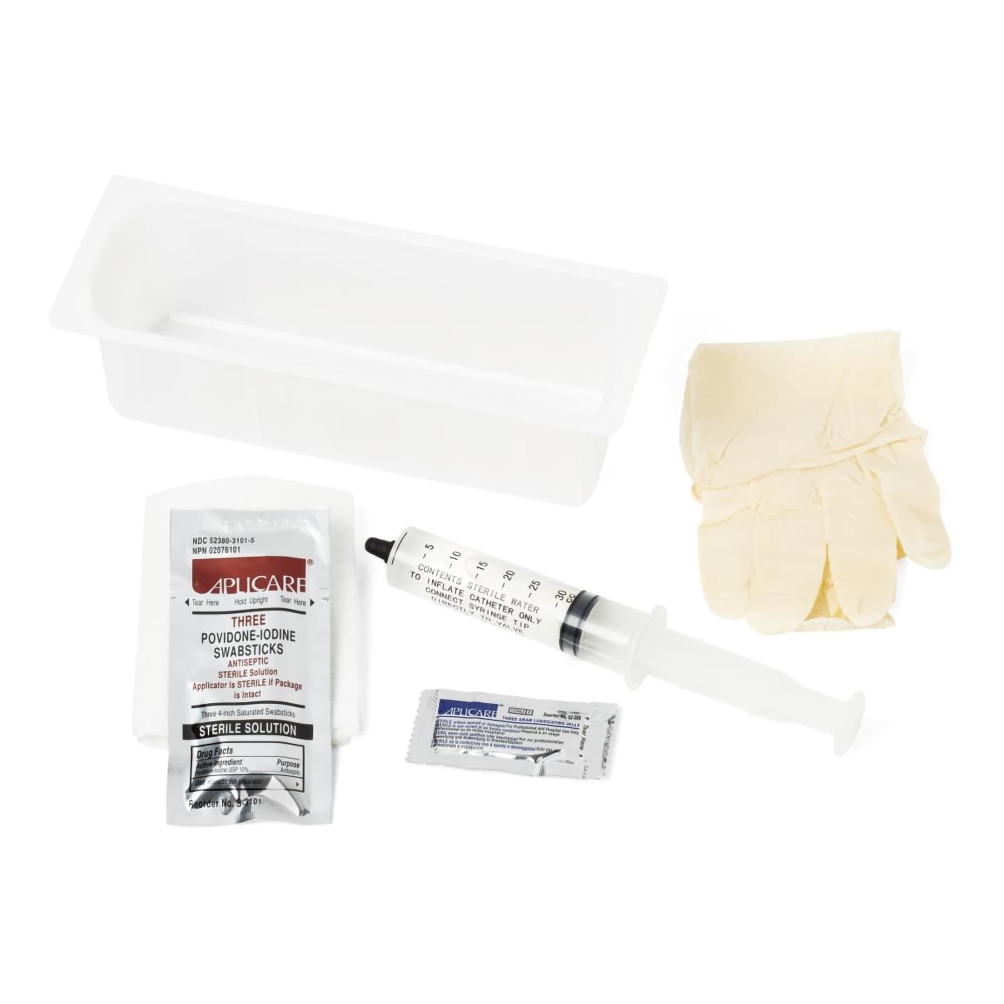 Medline Foley Catheter Insertion Tray with Peel-Lid Tray, 30 mL Syringe - Case of 20 - Image 1