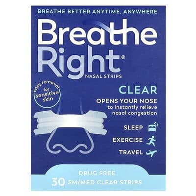 Breathe Right Nasal Strips, Small/Medium, Clear, 30 Count - Each - Image 1