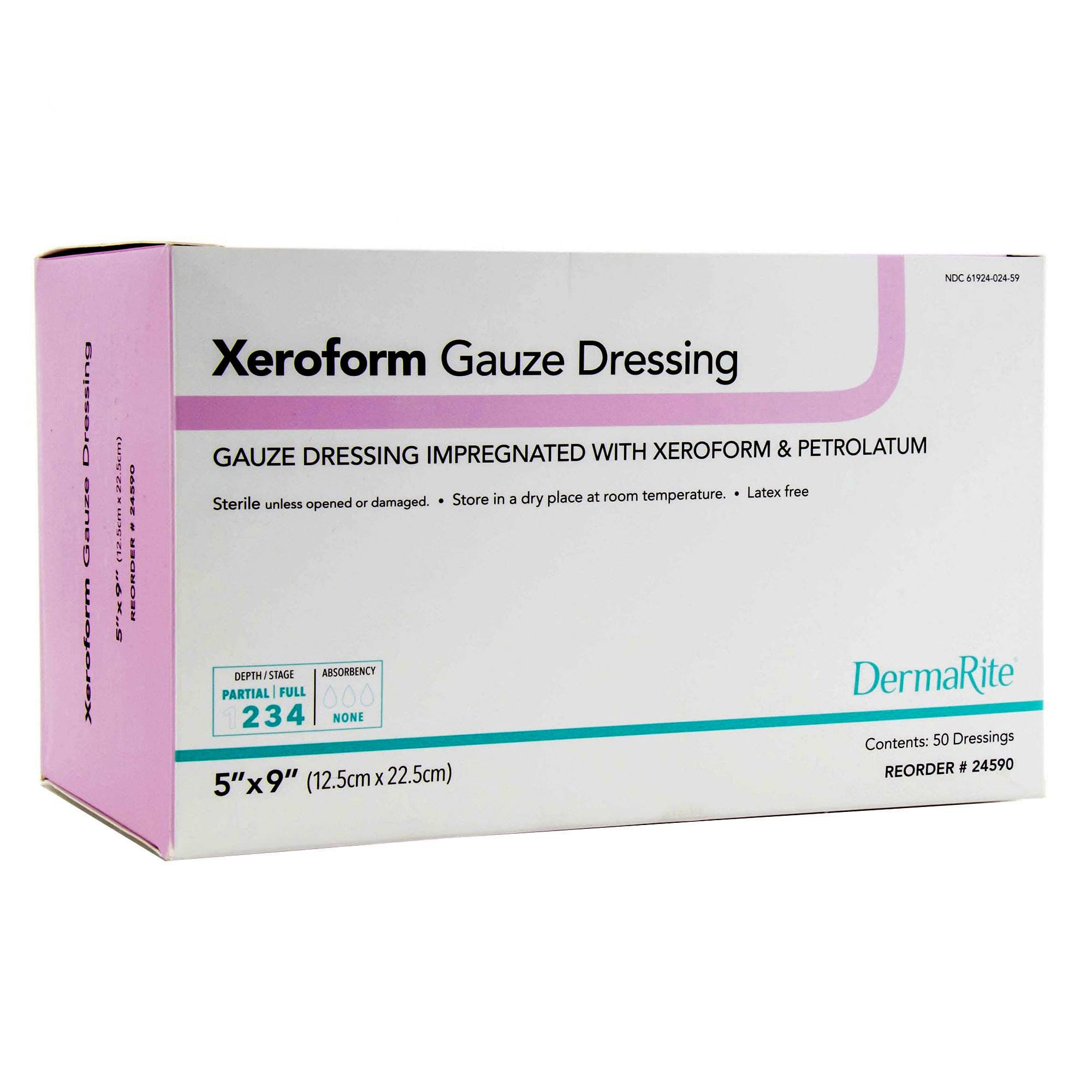 Dermarite Xeroform Petrolatum Impregnated Gauze Dressing, 5 x 9 Inch - Box of 50 - Image 1