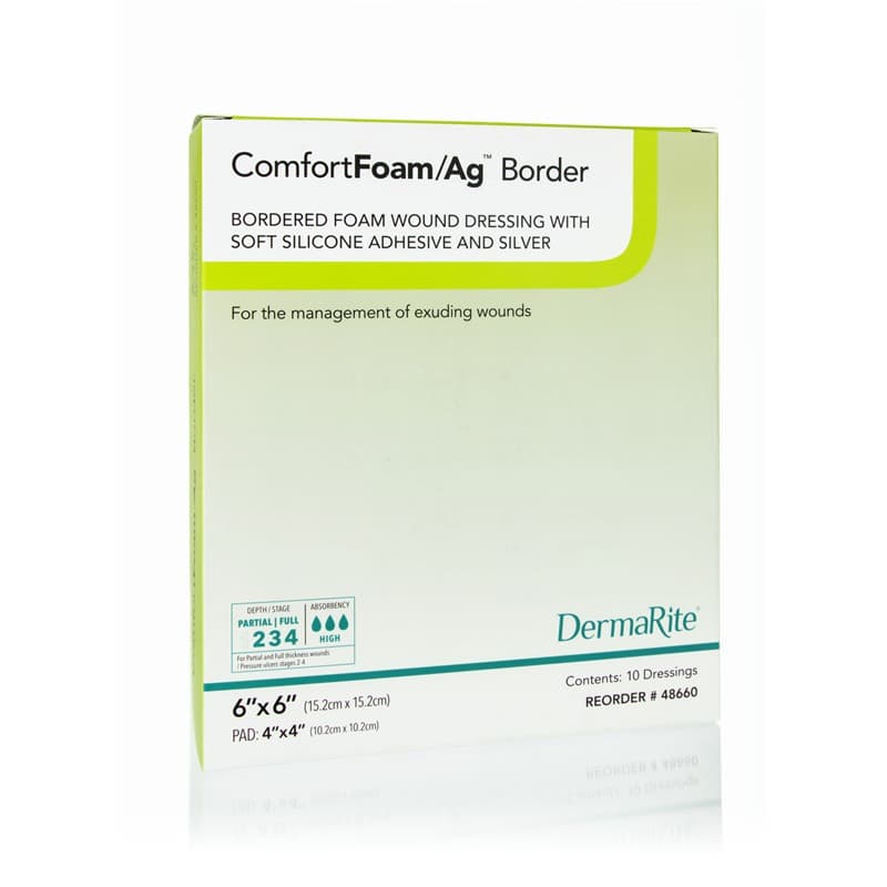 ComfortFoam Ag Border Foam Wound Dressing with Soft Silicone Adhesive and Silver - Image 4
