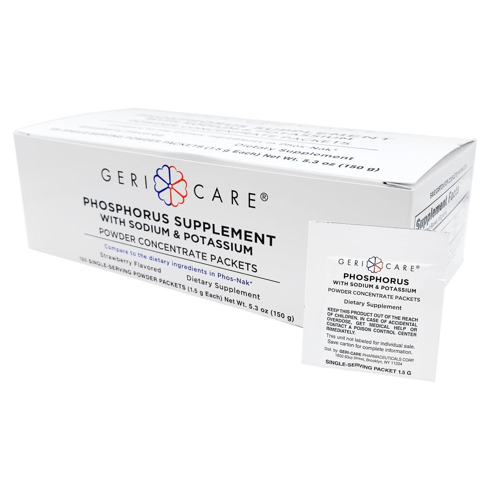 Geri-Care Phosphorus Dietary Supplement Oral Powder, Strawberry Flavor - Image 1