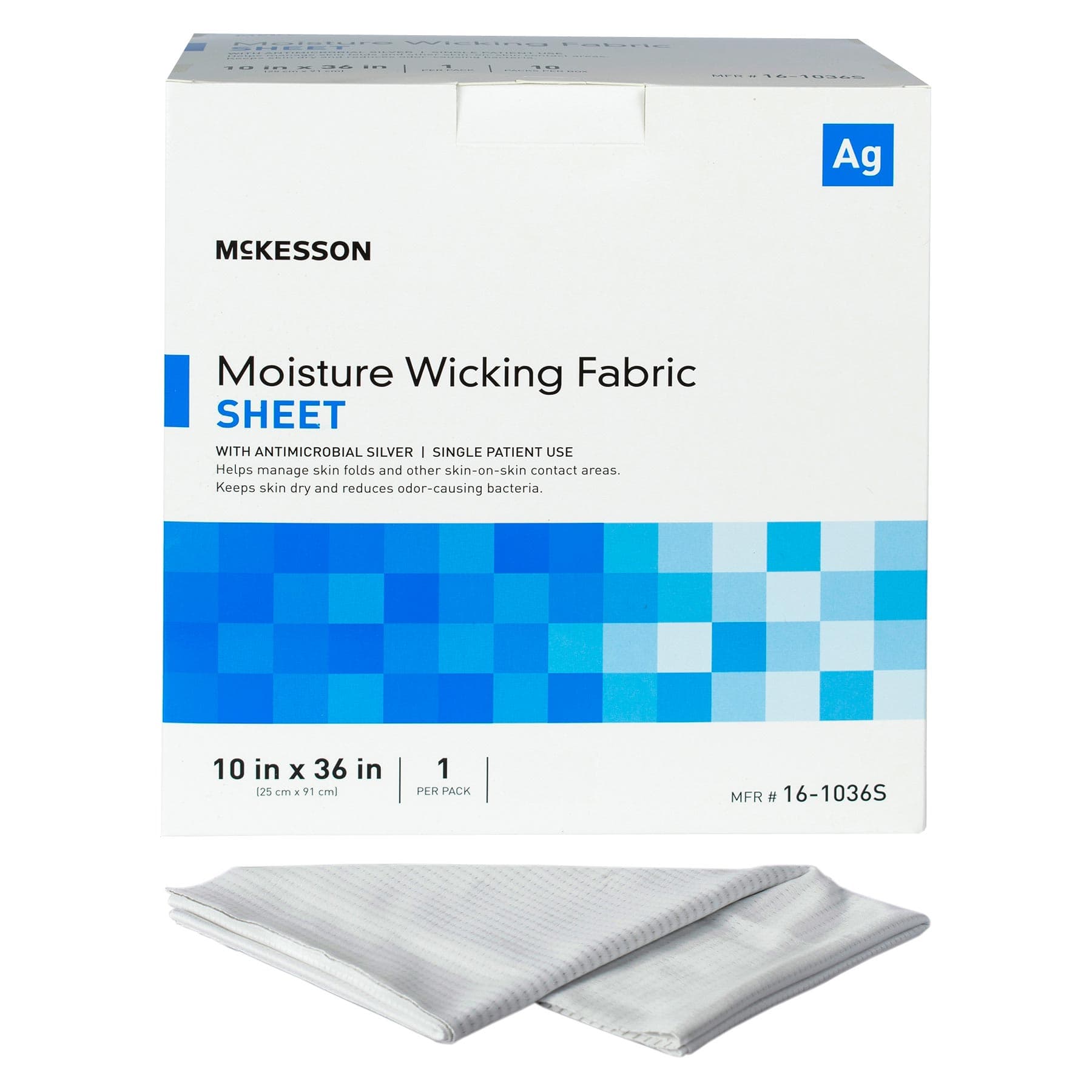 McKesson Silver Moisture Wicking Fabric Dressing Sheet, 10 x 36 Inch, Sterile - Package - Image 1