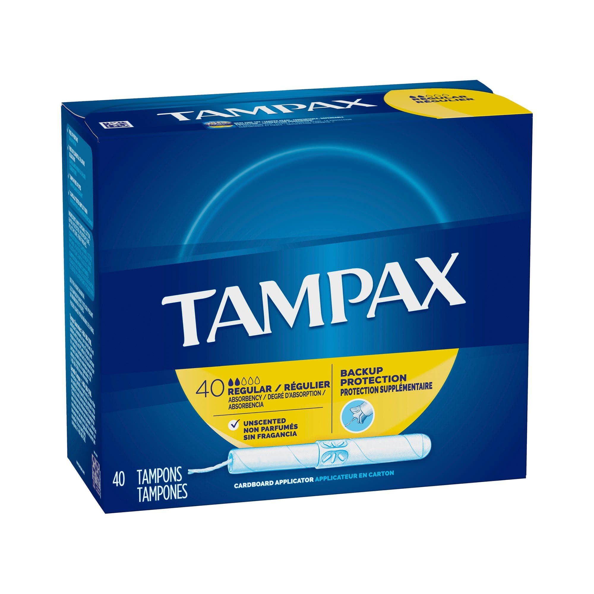 Tampon Tampax Regular Absorbency Cardboard Applicator - Box of 40 - Image 1