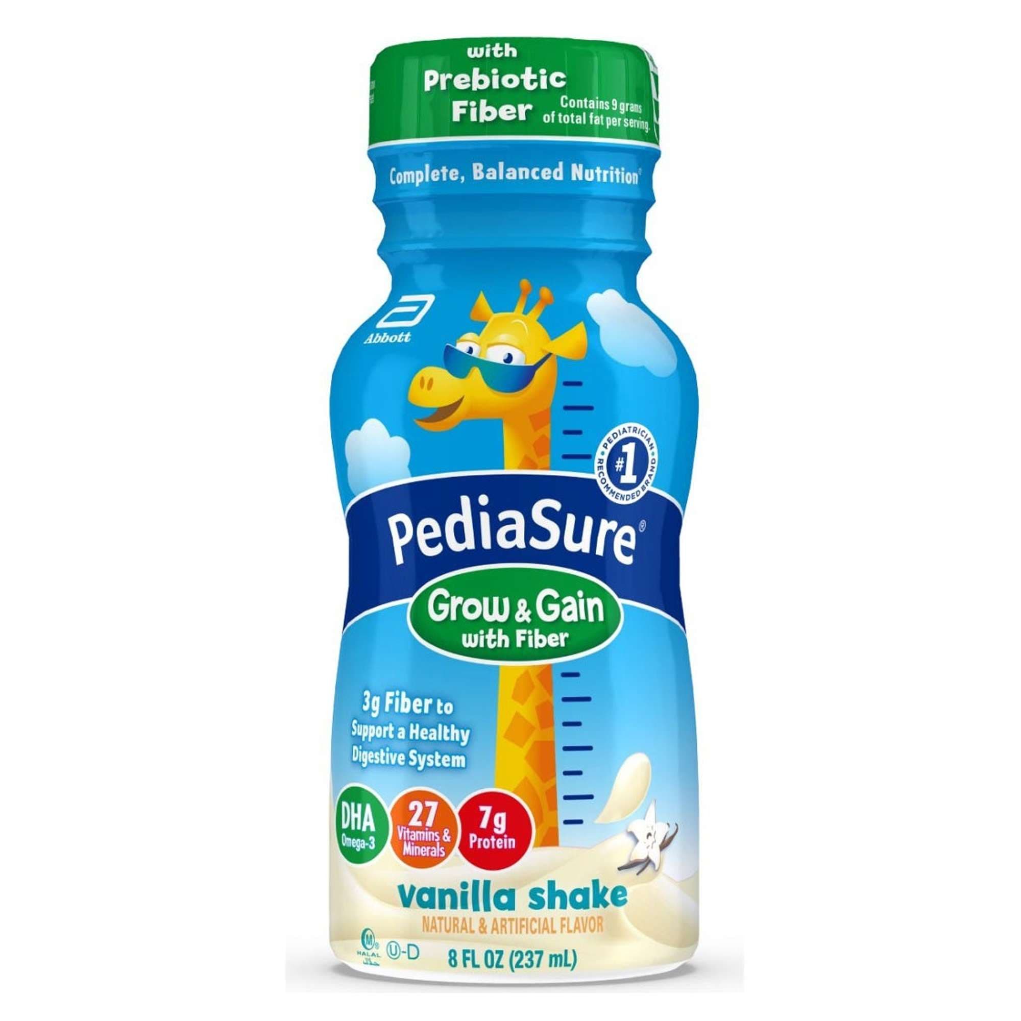 PediaSure Grow & Gain Pediatric Oral Supplement with Fiber Shake, Vanilla, 8 oz - Each - Image 1