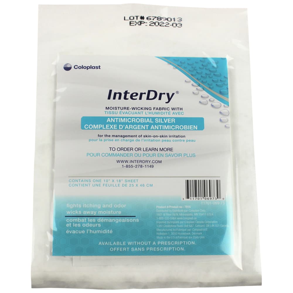 InterDry Moisture Wicking Fabric with Antimicrobial Silver, 10 X 18 Inch - Image 1