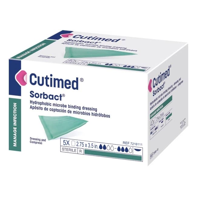 Cutimed Sorbact Antimicrobial Dressing Pad, 2.75 x 3.5 Inch - Box of 5 - Image 1
