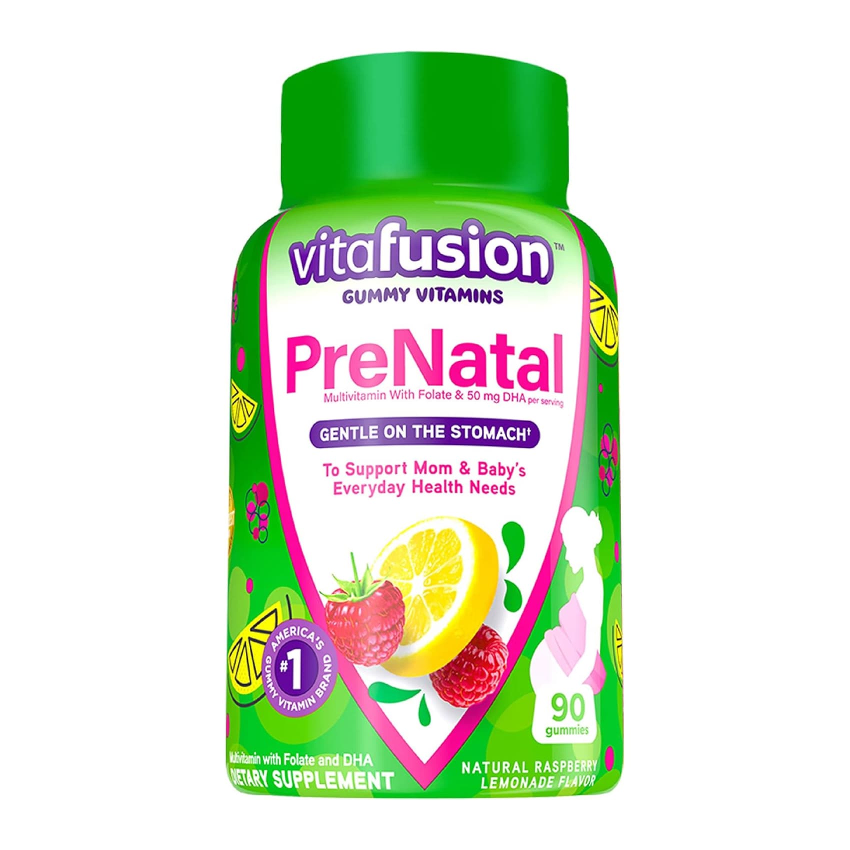 Vitafusion PreNatal Gummy Vitamins, Raspberry Lemonade Flavored, 90 Count - Each - Image 1