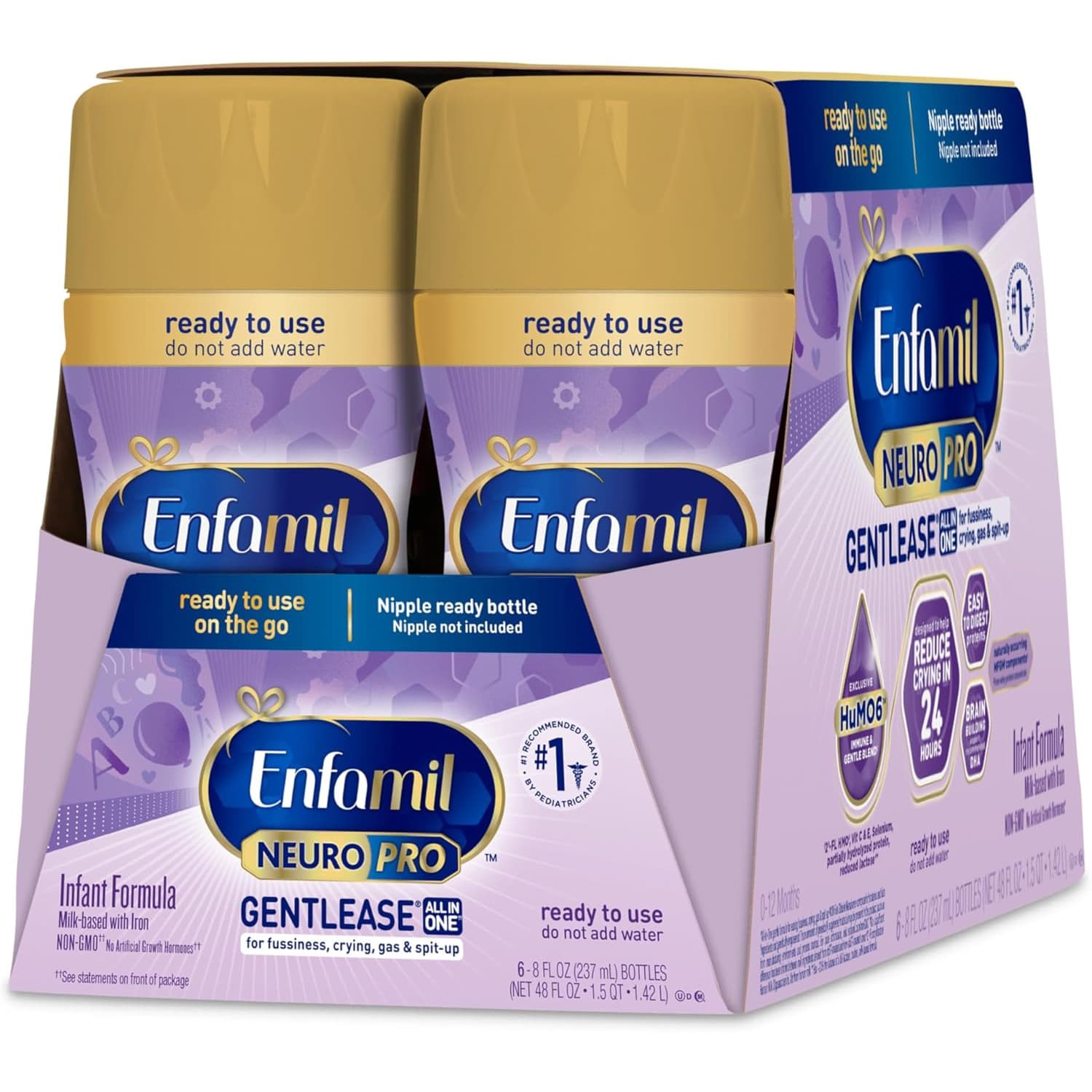 Enfamil NeuroPro Gentlease Ready to Use Infant Formula, 8 oz - Package of 6 - Image 1