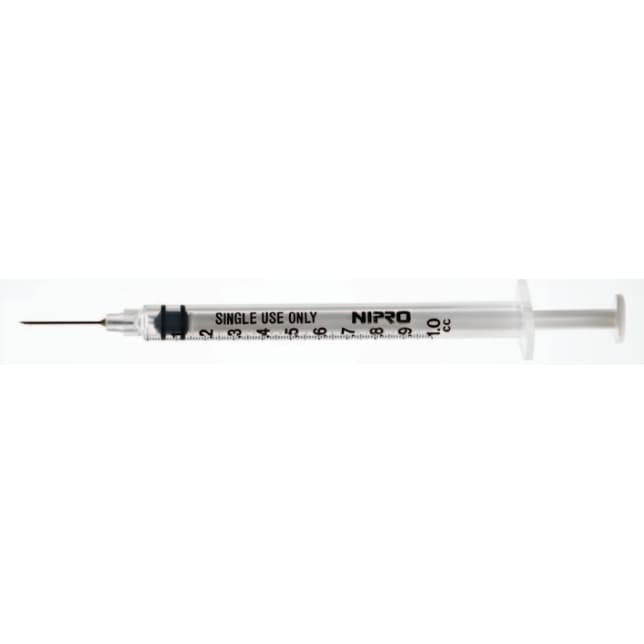 Nipro Standard Tuberculin Syringe with Needle, 25G x 1/2 Inch - Case of 1000 - Image 1