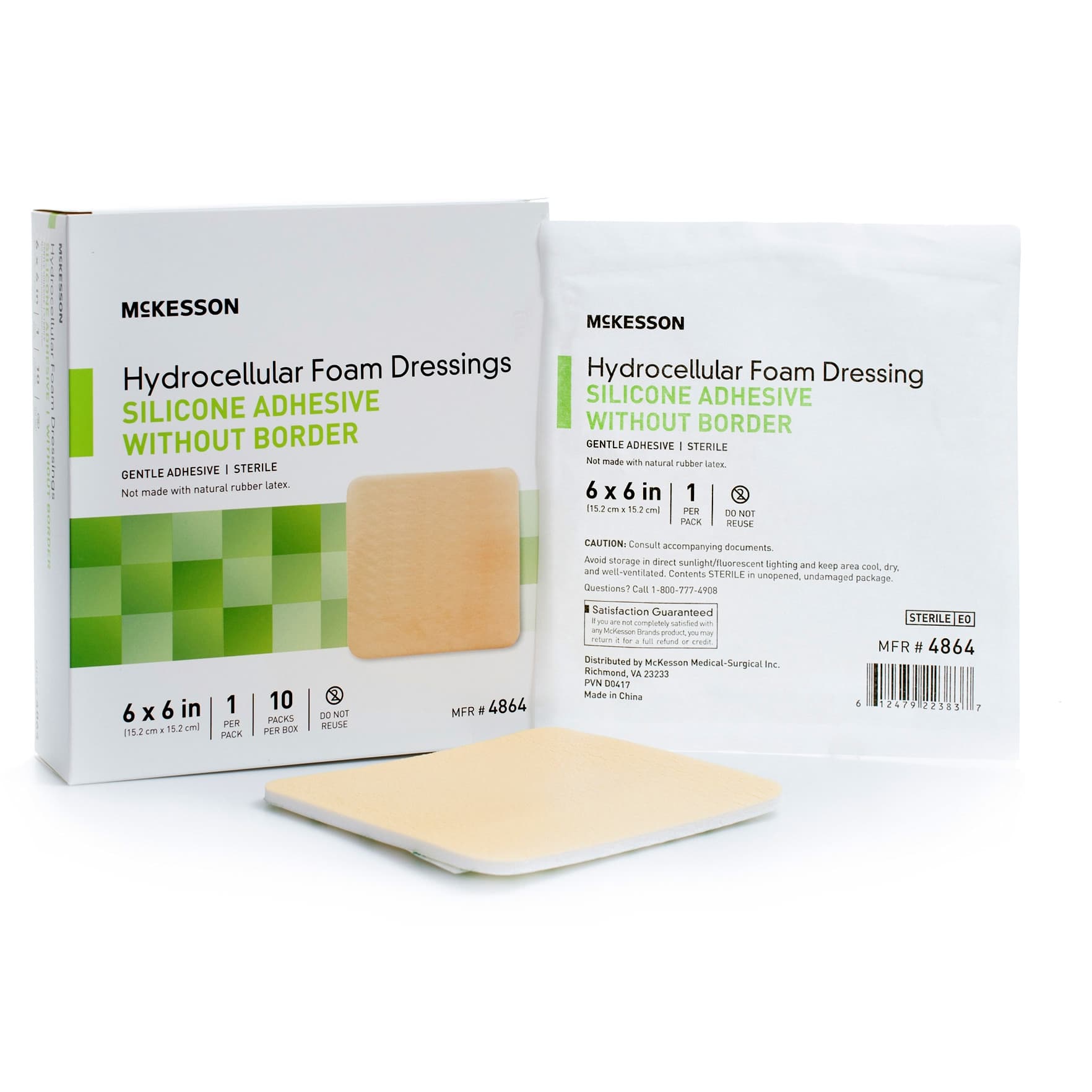 McKesson Hydrocellular Silicone Gel Adhesive Foam Dressings without Border, 6" x 6" - Box of 10 - Image 1