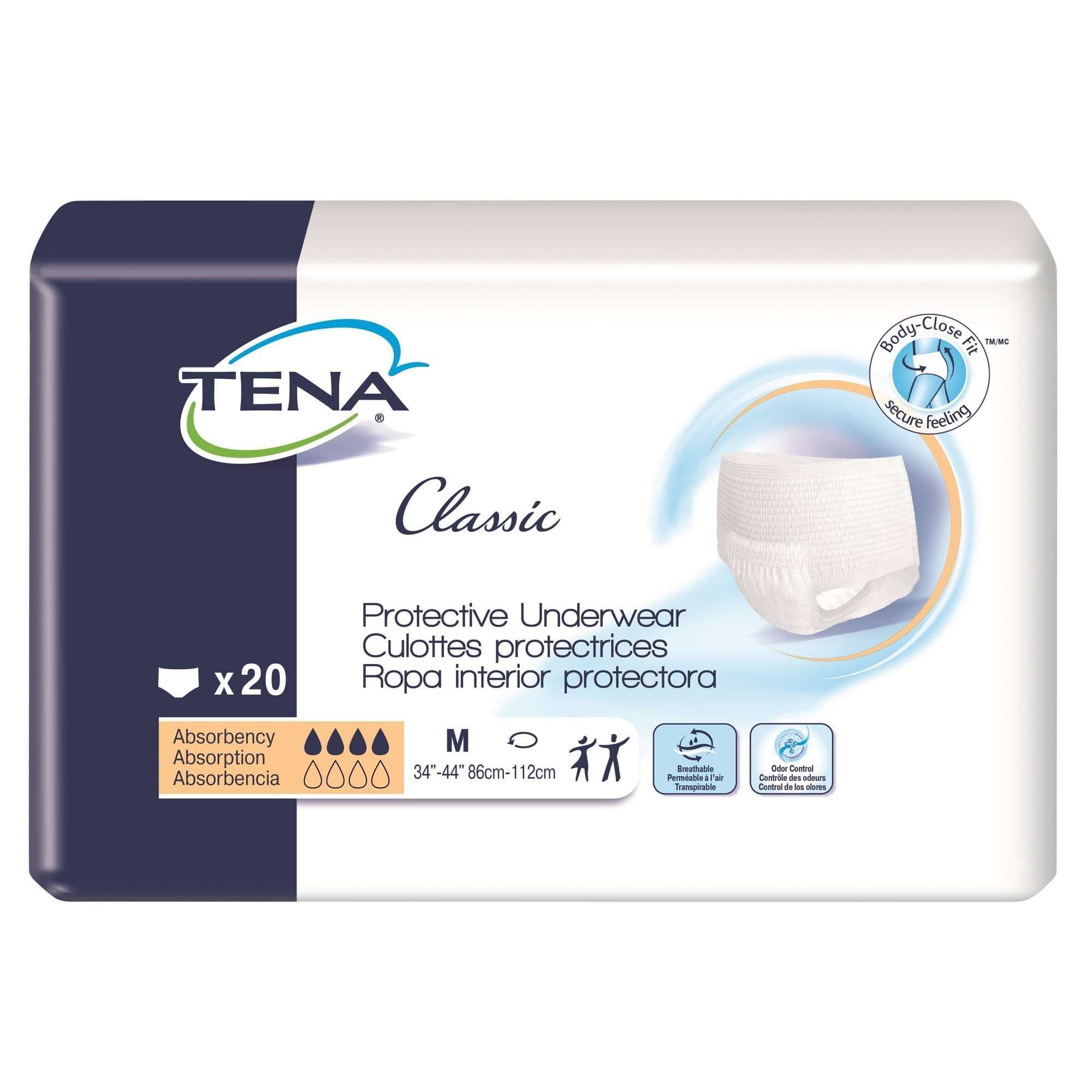 TENA Classic Protective Absorbent Underwear, Medium - Case of 80 - Image 1
