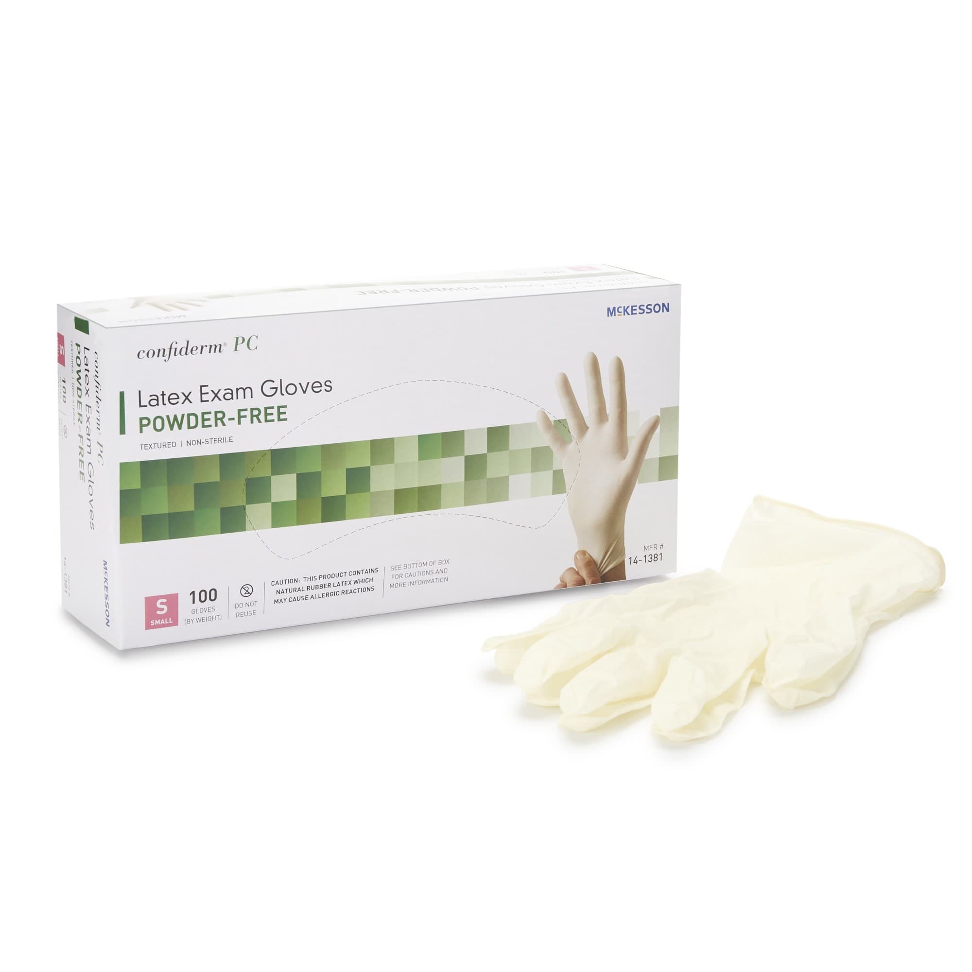 McKesson Confiderm PC Latex Powder Free Exam Gloves, Ivory, Small - Box of 100 - Image 1