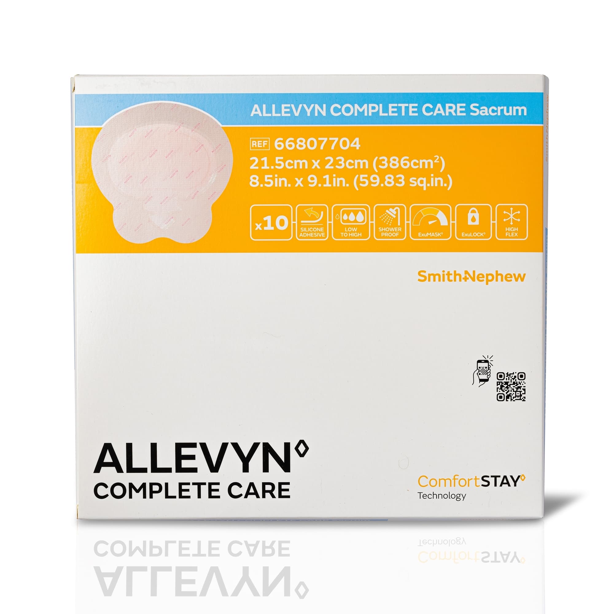 Allevyn Complete Care Sacrum Foam Dressing, 8.5 x 9 Inch - Case of 60 - Image 1