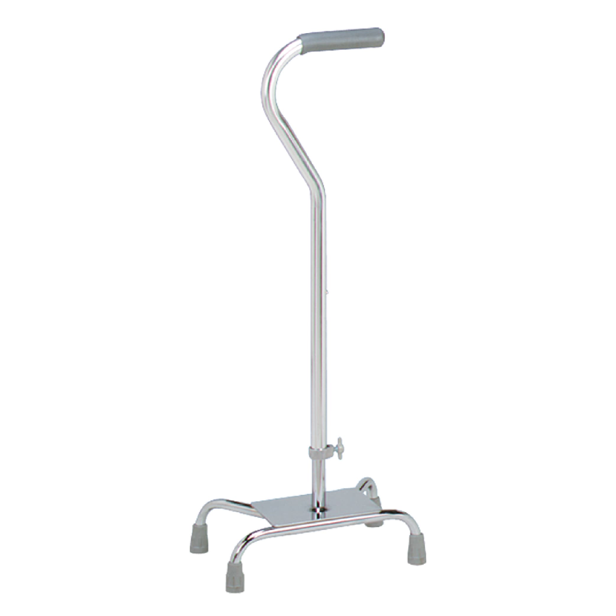 Carex Aluminum Large Base Quad Cane with Padded Handle, Silver