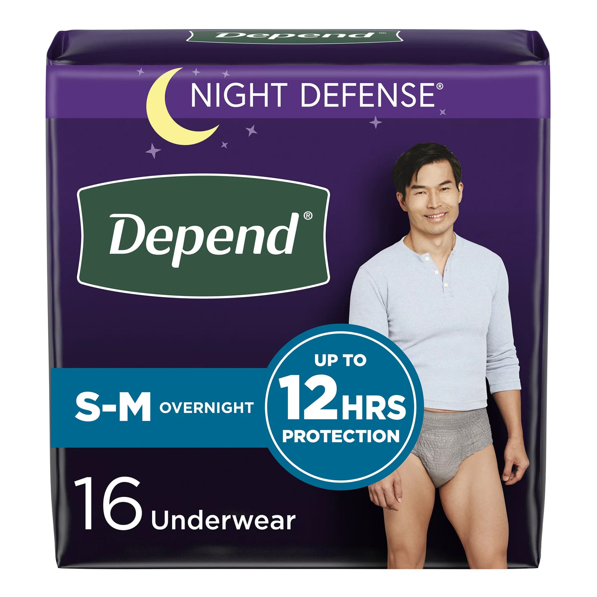 Depend Night Defense Underwear For Men, Small-Medium - Case of 64 - Image 1