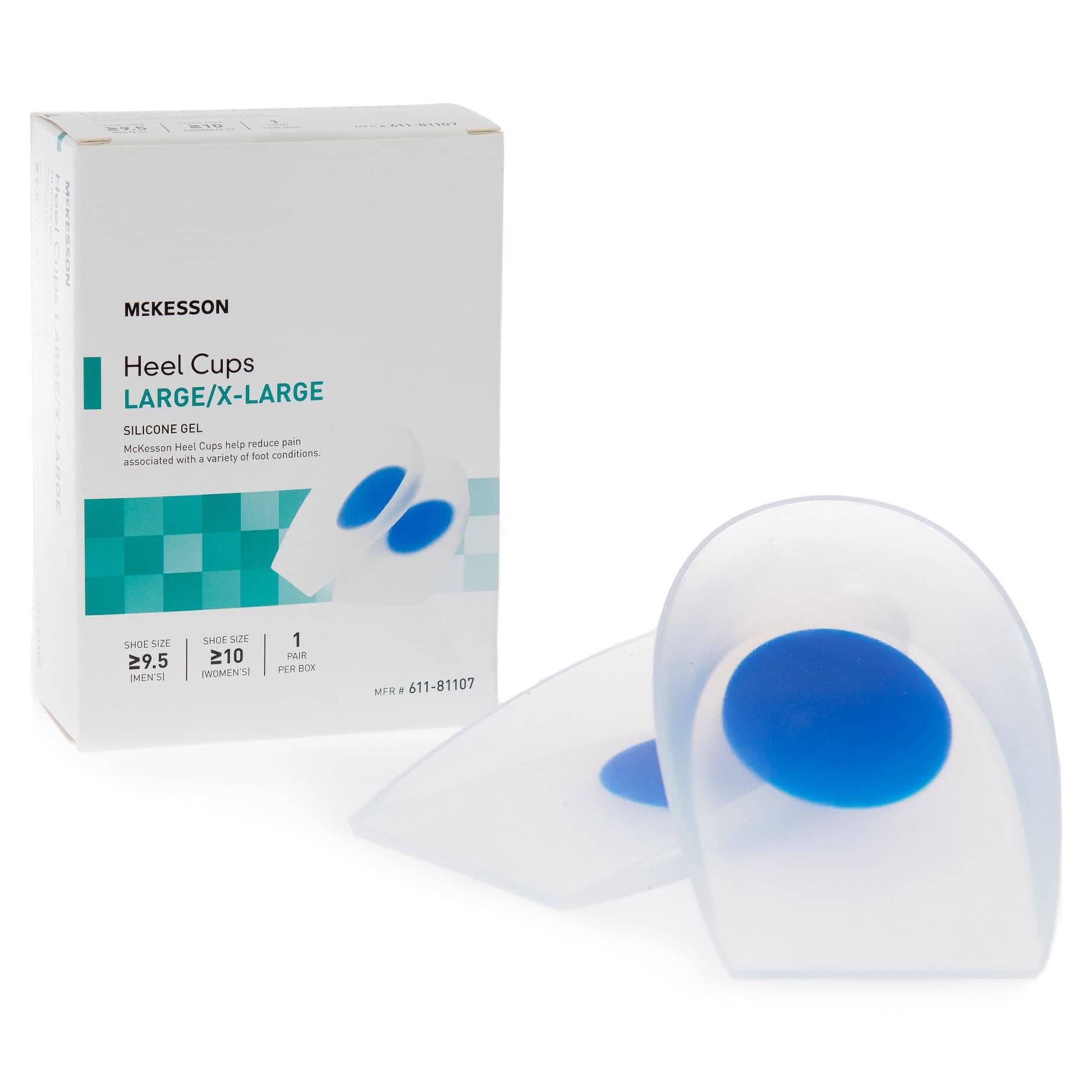 McKesson Heel Cup Blue-Transparent Without Closure Molded Foot, Small-Medium - Pair - Image 1
