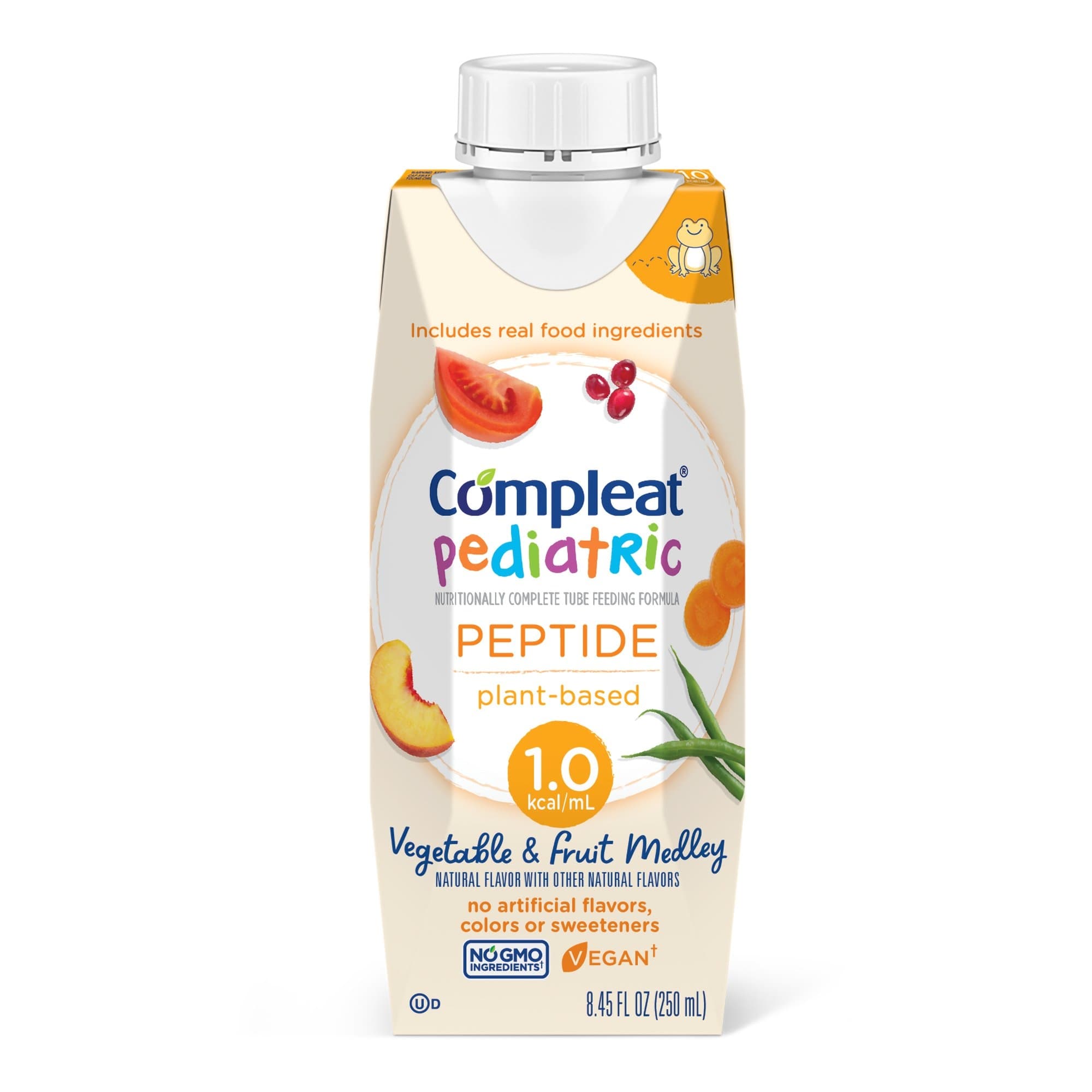 Compleat Pediatric 1.0 Peptide-Based Tube Feeding Formula, Vegetable and Fruit Medley, 250 mL - Case of 24 - Image 1
