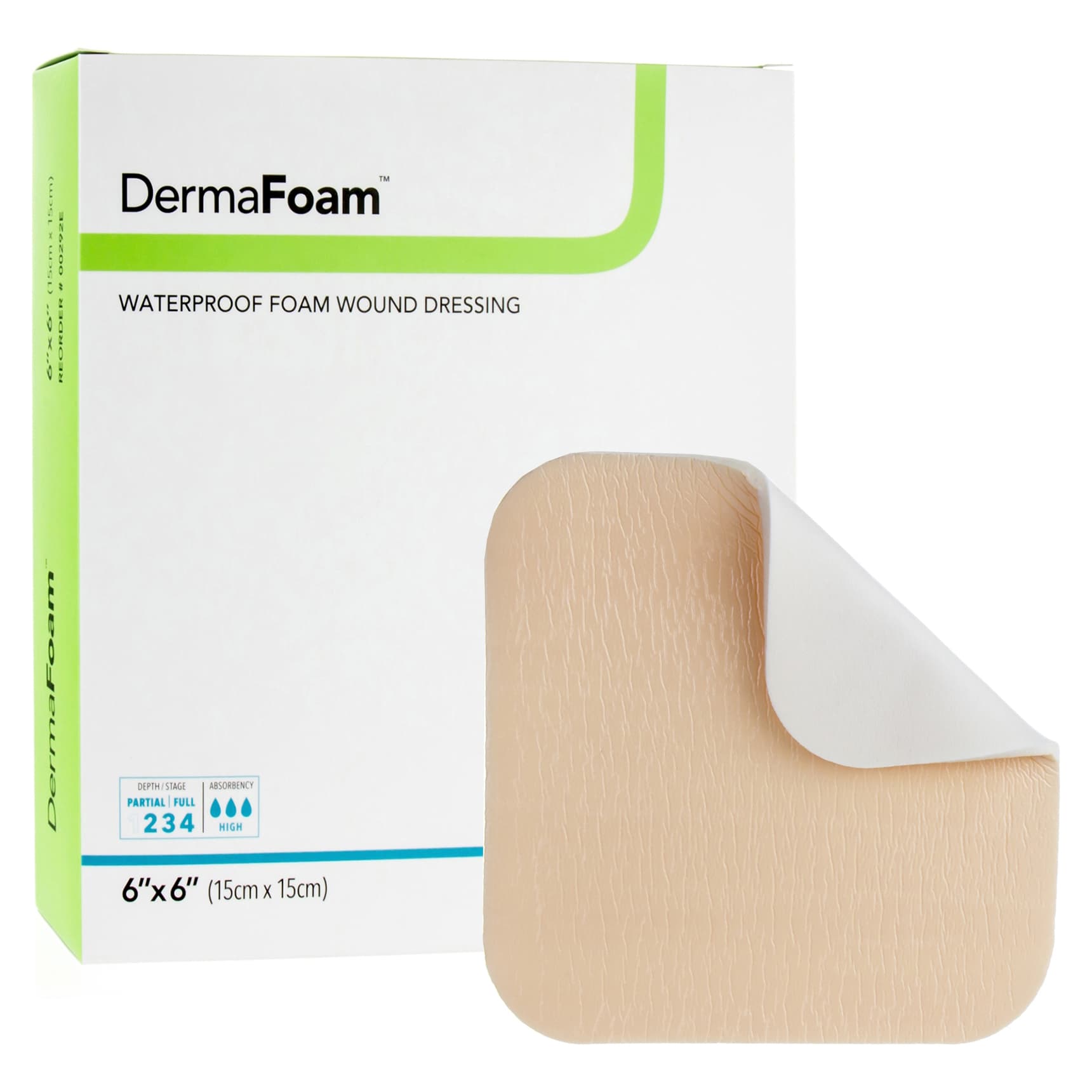 DermaFoam Waterproof Non Adhesive Foam Wound Dressing, 6 x 6 Inch - Box of 10 - Image 1