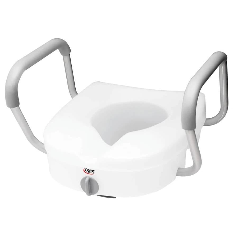 Carex E-Z Lock Raised Toilet Seat with Arms, 15-1/2" W x 17" D x 14-1/2" H - Each - Image 1